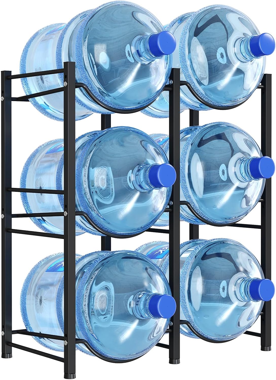 Detalle de Lifewit Water Bottle Holder, 6-Slot Rack for 19L Bottles, Black Steel