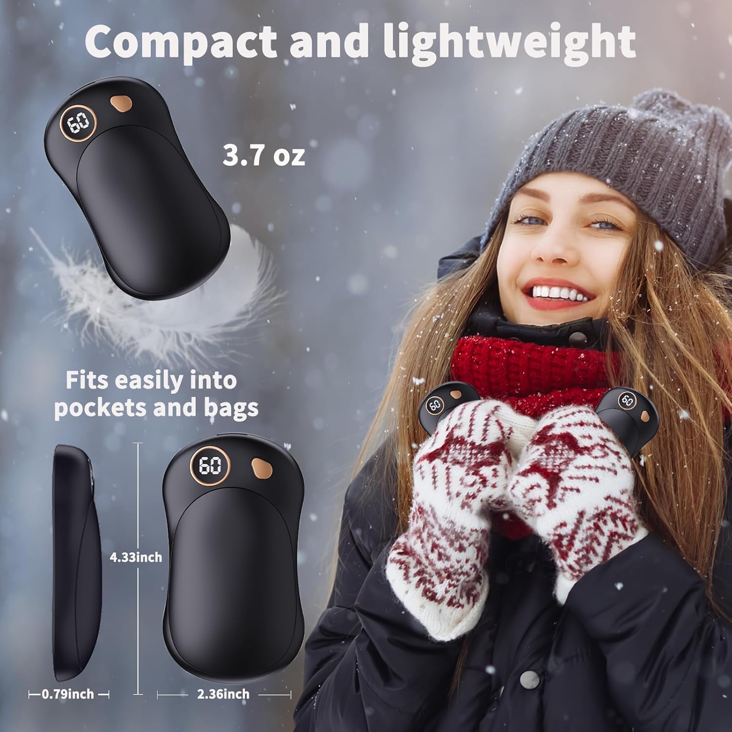 Thumbnail 4 de HONEYYEAR Hand Warmers Rechargeable 2 Pack — 10000mAh Portable Dual Heater with LED Display