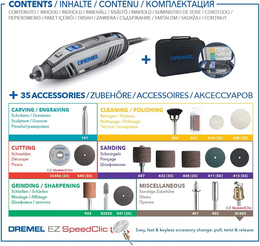 Thumbnail 2 de Dremel 4250 Outil rotatif multifonction 175 W à vitesse variable (5000–35000 tr/min) avec 35 accessoires