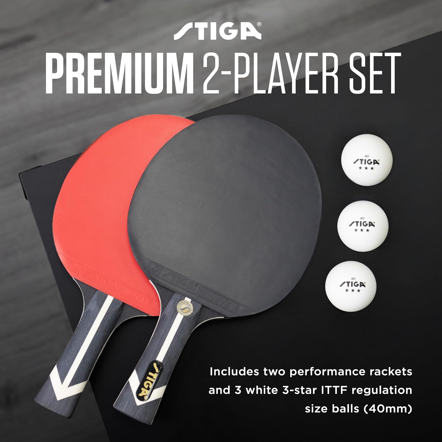 Detalle 2 de STIGA Premium 2-Player Ping Pong Paddle Set with ITTF-Approved Paddles
