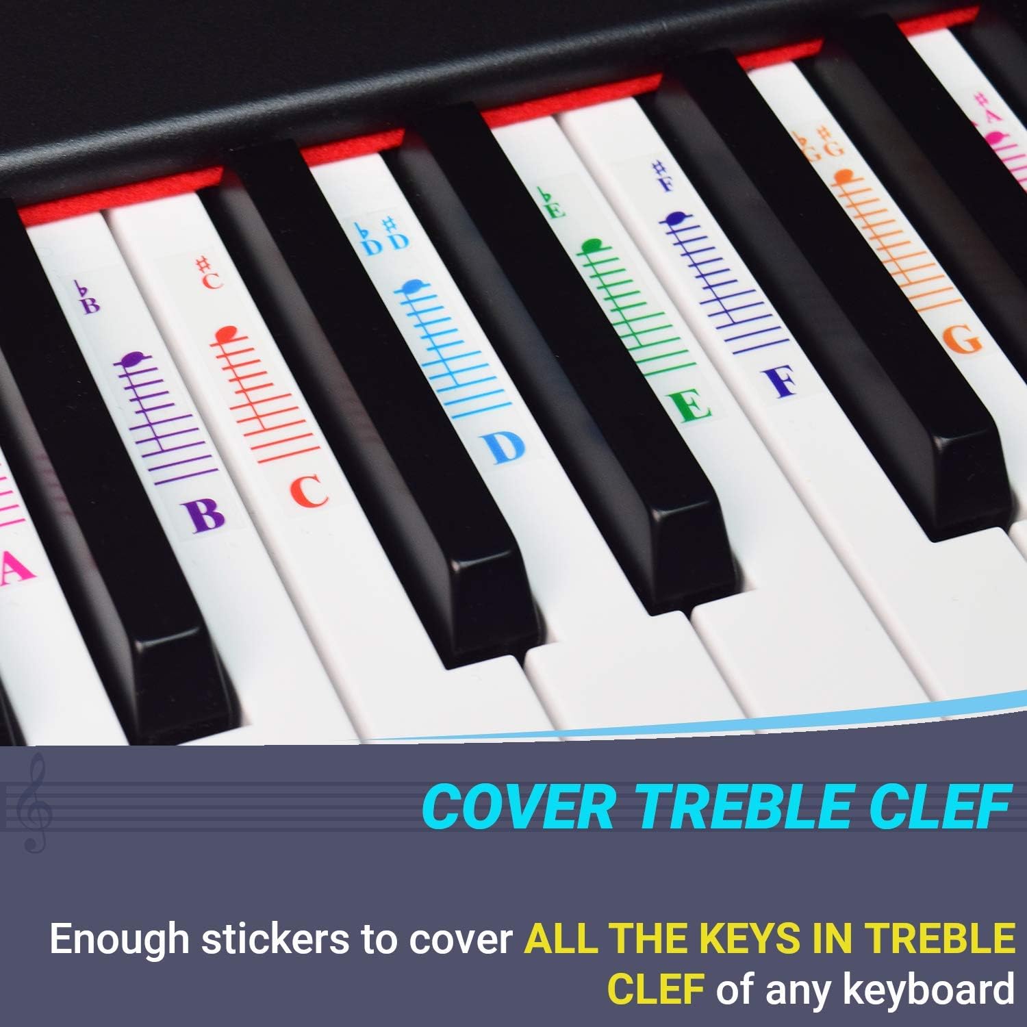 Thumbnail 4 de QMG Piano Key Stickers, Transparent Vinyl