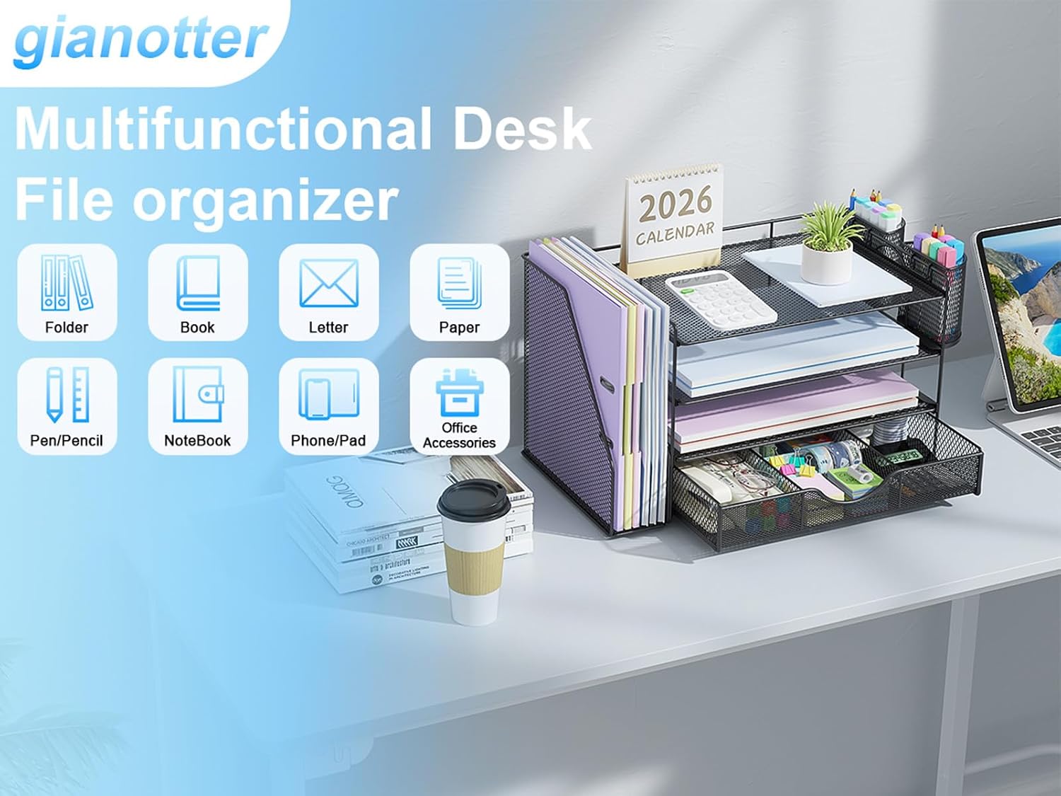 Detalle 2 de Gianotter Desk Organizer, Metal Mesh