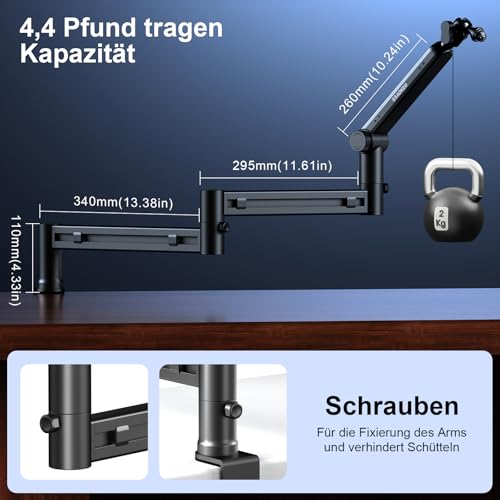 Thumbnail 3 de Aokeo AK-58i Mikrofon Arm – Niedriges Profil Ständerarm für HyperX QuadCast, Blue Yeti, Shure SM7B und mehr