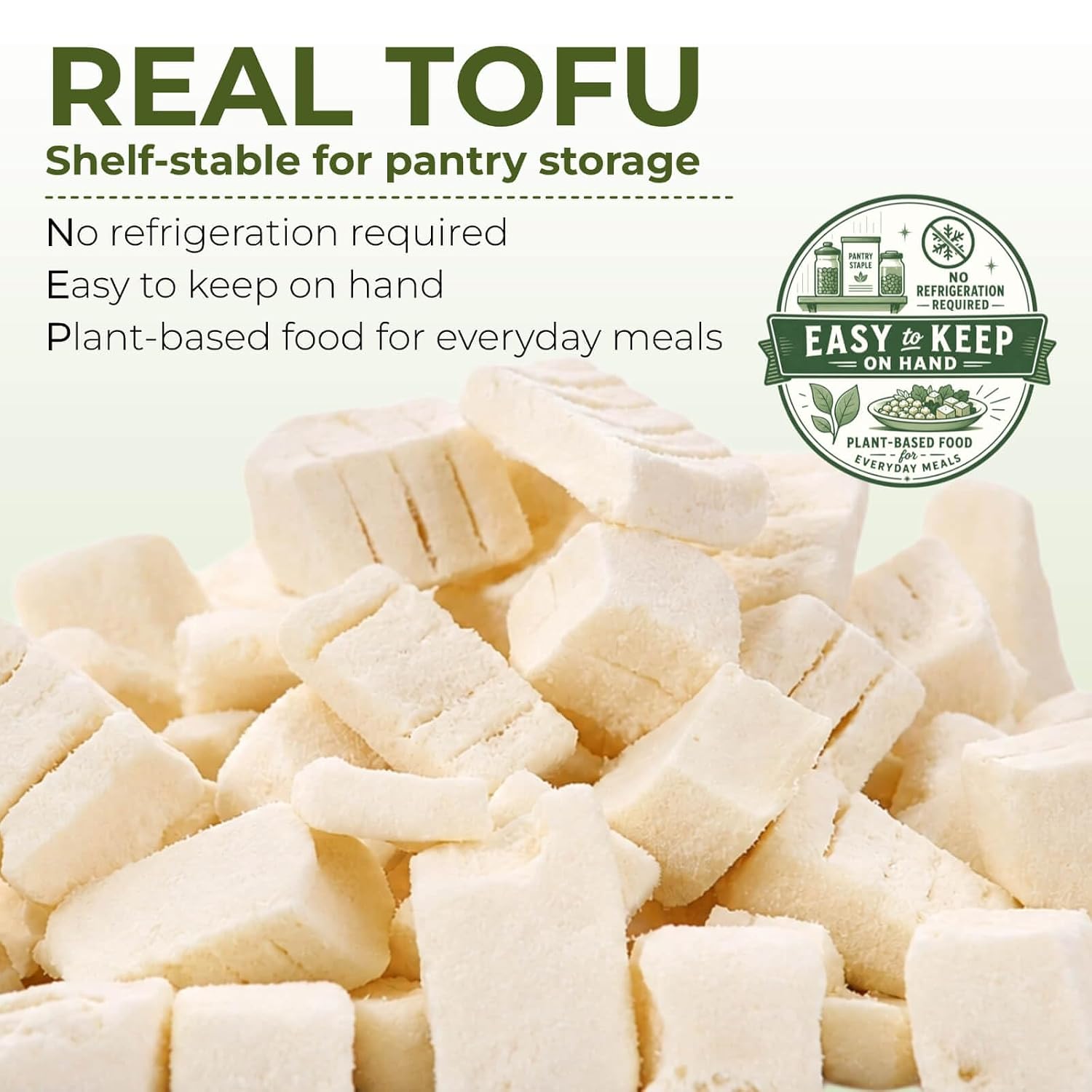 Detalle de Egcina Freeze-Dried Tofu Cubes, 7 oz, 1 cm Pieces in a Resealable Jar