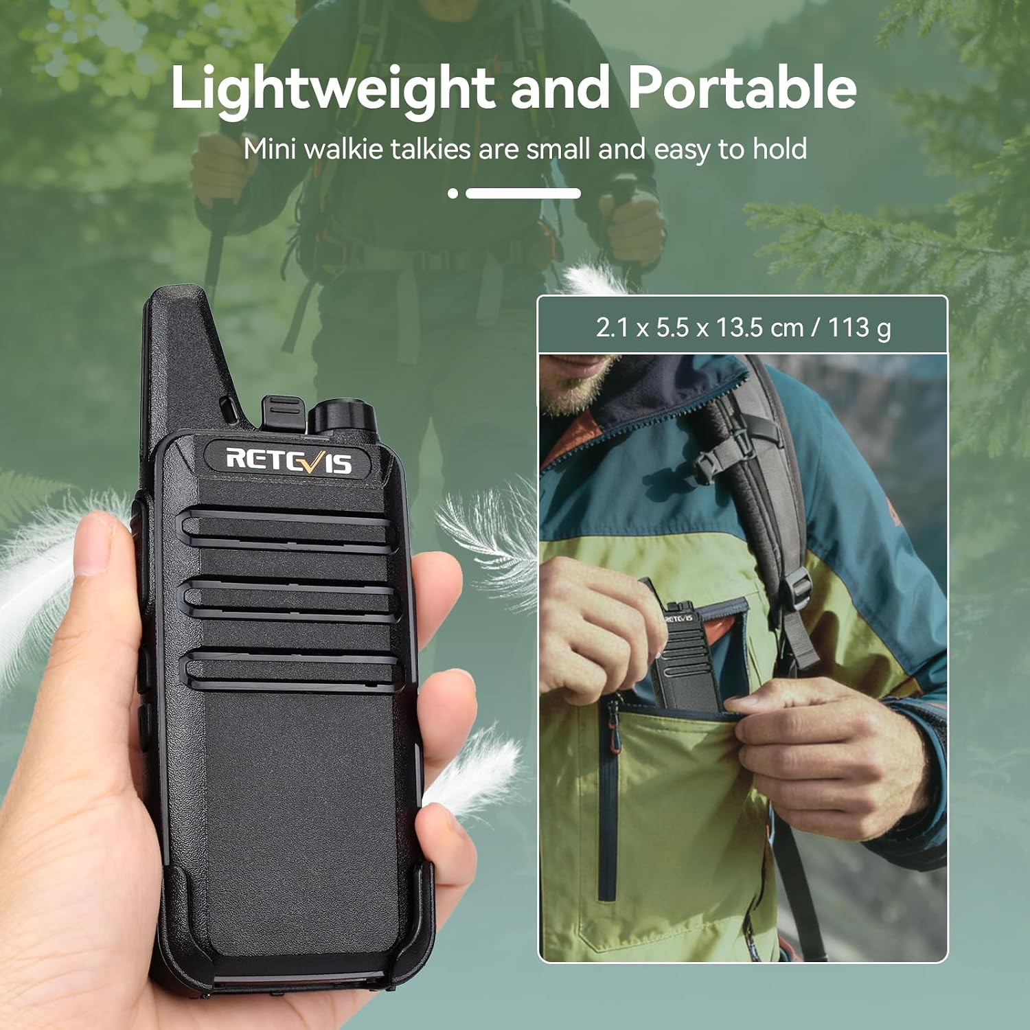 Detalle 2 de Retevis RT622 Mini Walkie Talkie PMR446