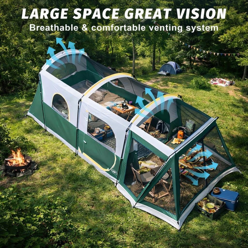 Detalle 2 de UNP Camping Tent 8 Person Waterproof Big Tunnel Tent with Screen Porch (20' x 9' x 80" H)