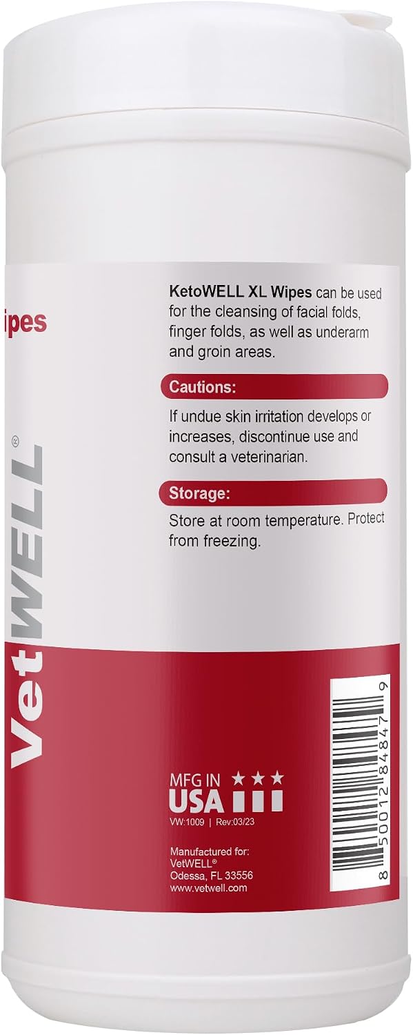 Thumbnail 2 de VetWELL KetoWELL XL 犬猫用局所ワイプ 60枚入り、5インチ×6インチの特大サイズ