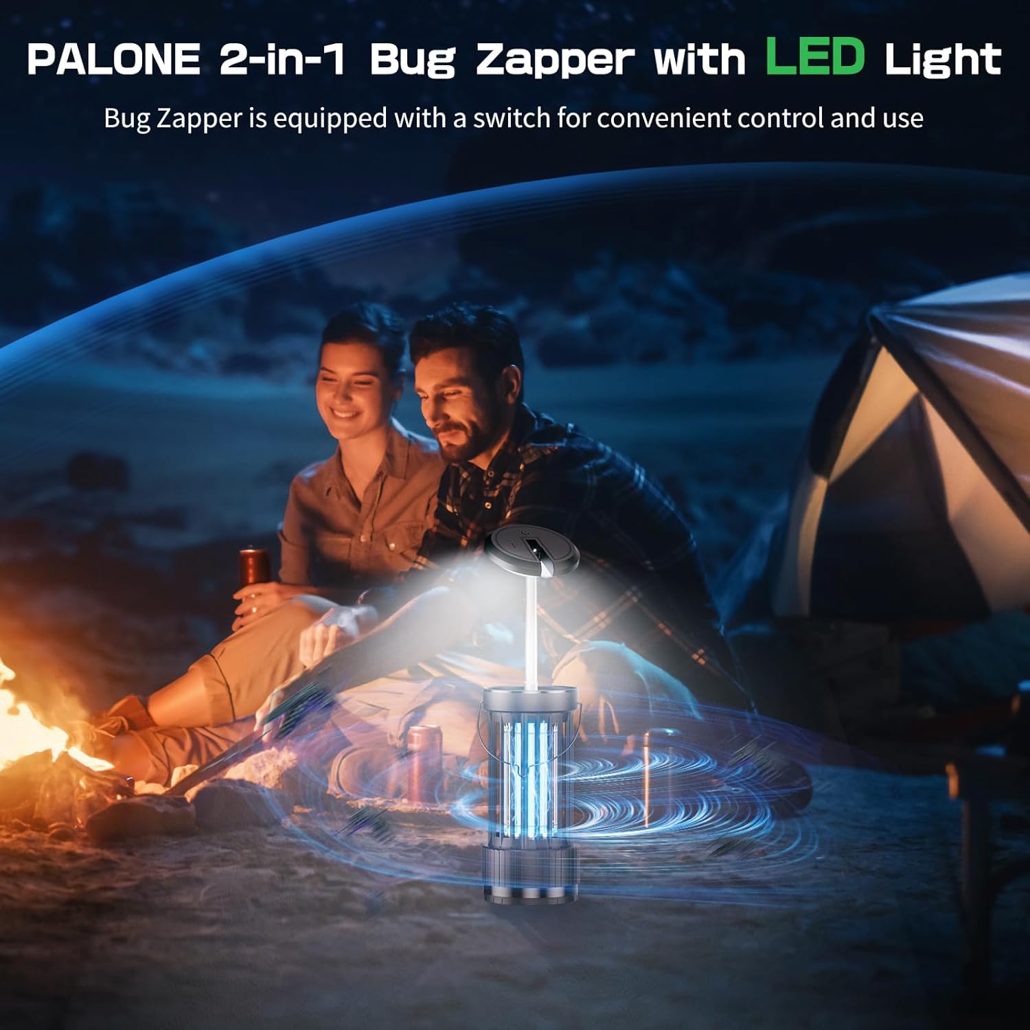 Detalle 2 de Rechargeable Bug Zapper with Adjustable Light — PALONE 4000mAh USB Mosquito Killer