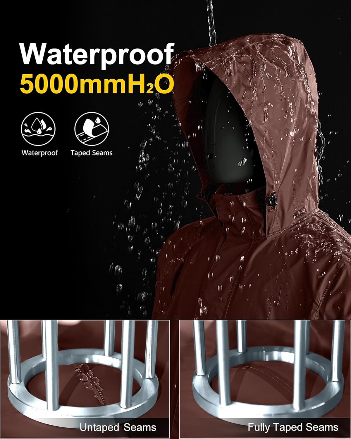 Detalle de 33,000ft Men's Lightweight Waterproof Outdoor Jacket with Packaway Hooded Rain Shell
