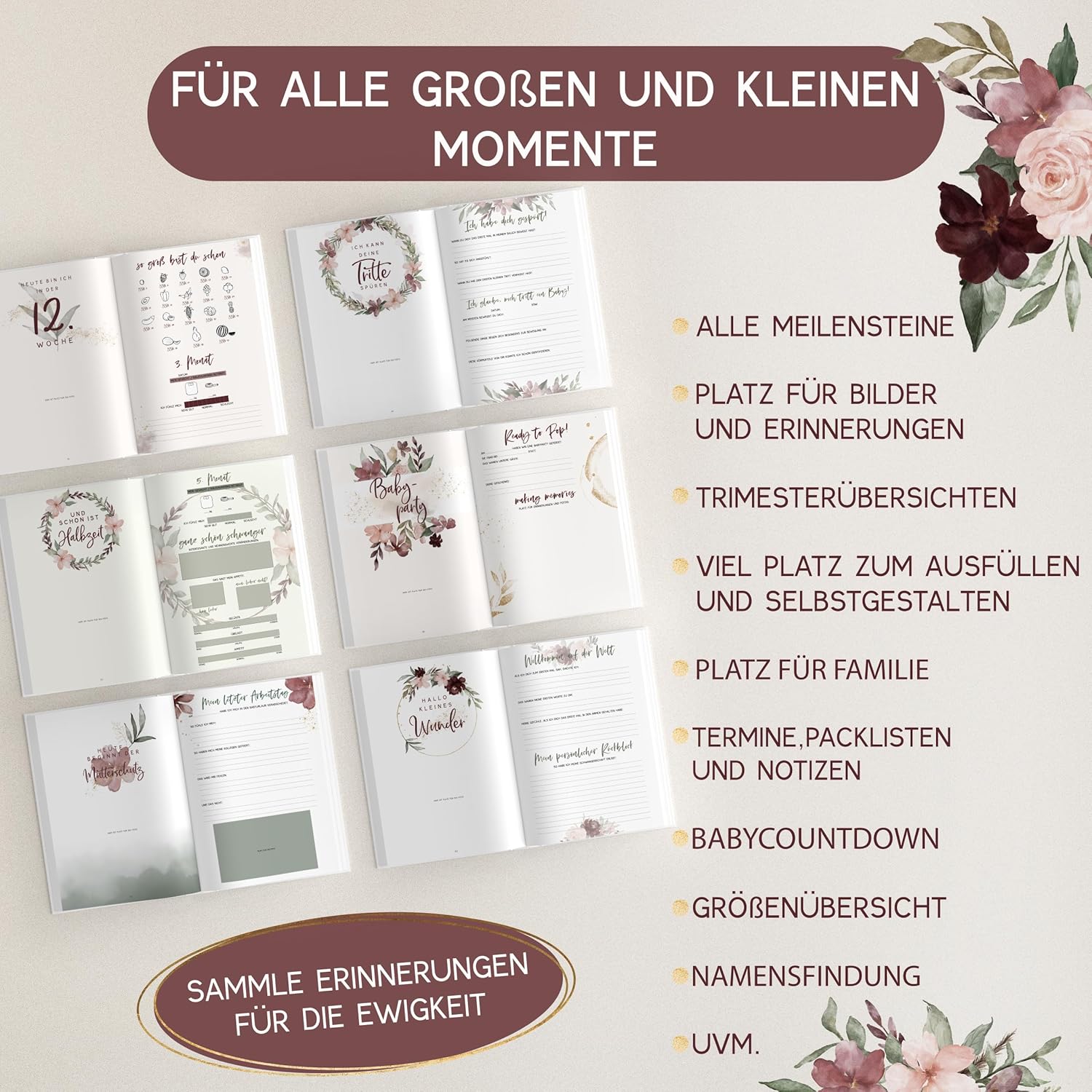 Thumbnail 3 de HIMMEL.HERZ.PAPIER Schwangerschaftstagebuch 84 Seiten 📘