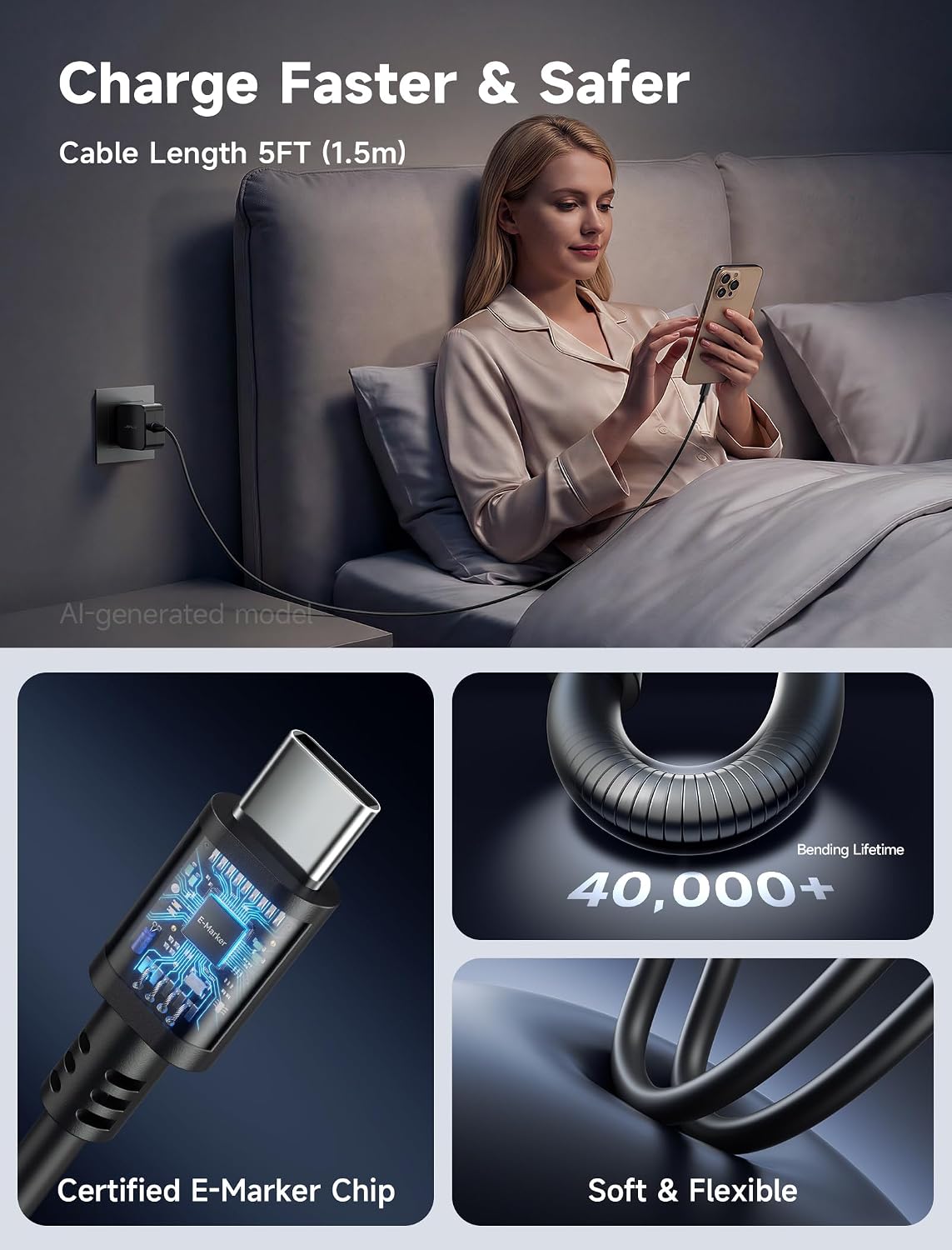 Detalle 2 de JSAUX 45W USB‑C Charger for Steam Deck