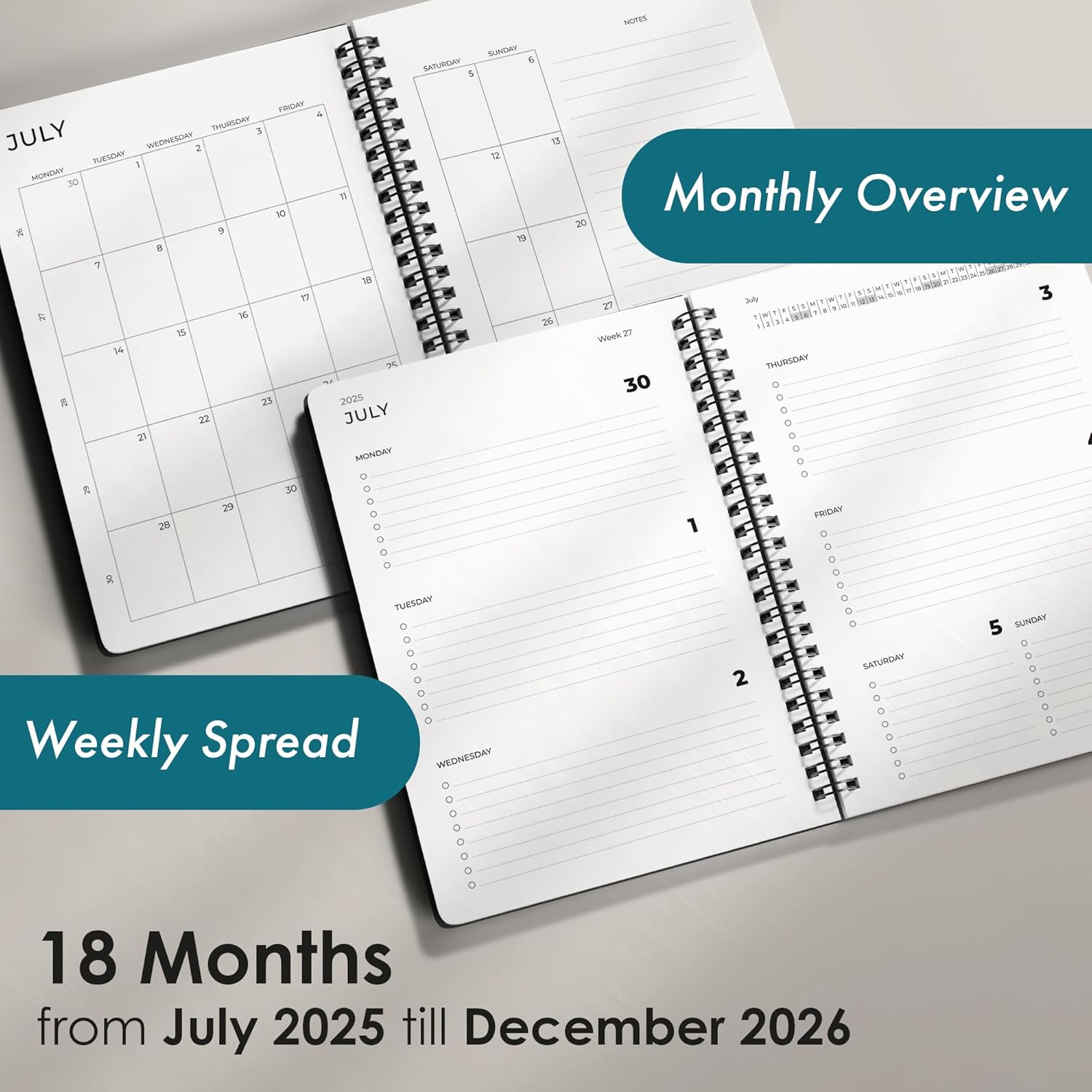 Thumbnail 1 de 2026 A5 Week-to-View Diary — Dated Planner 📒