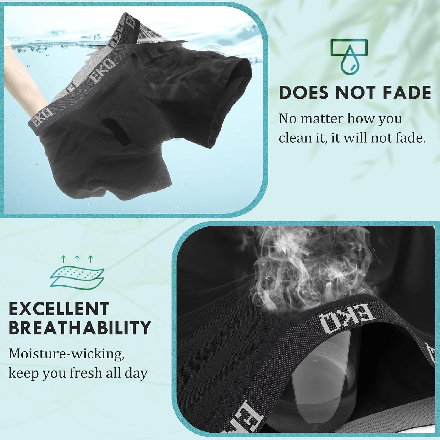 Thumbnail 6 de EKQ Men's Bamboo Rayon Boxer Briefs, 7-Pack with Stretch and Fly
