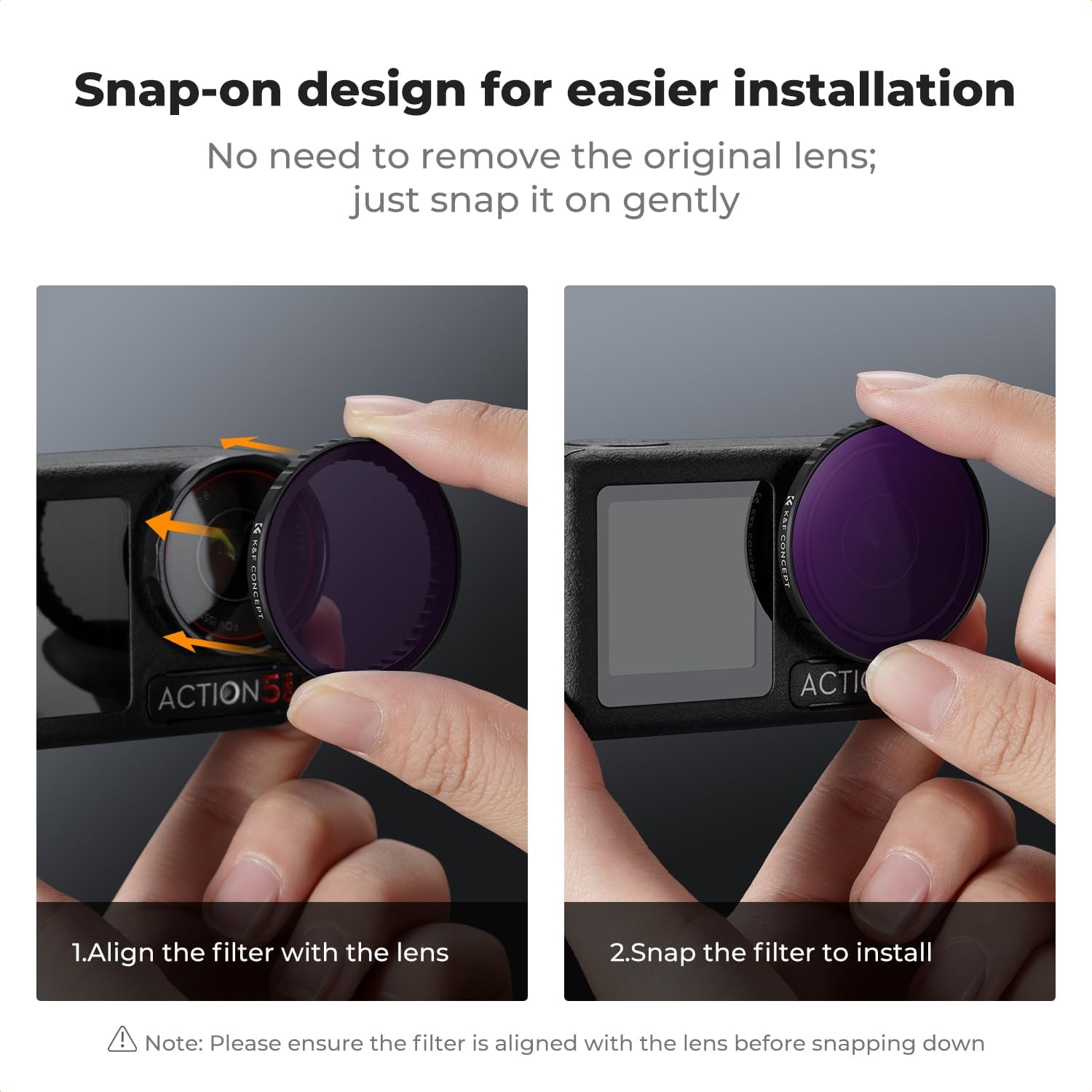 Thumbnail 6 de K&F Concept Snap-on ND8/ND16/ND32/ND64 Filter Set for DJI Osmo Action 5 PRO / Osmo Action 4/3