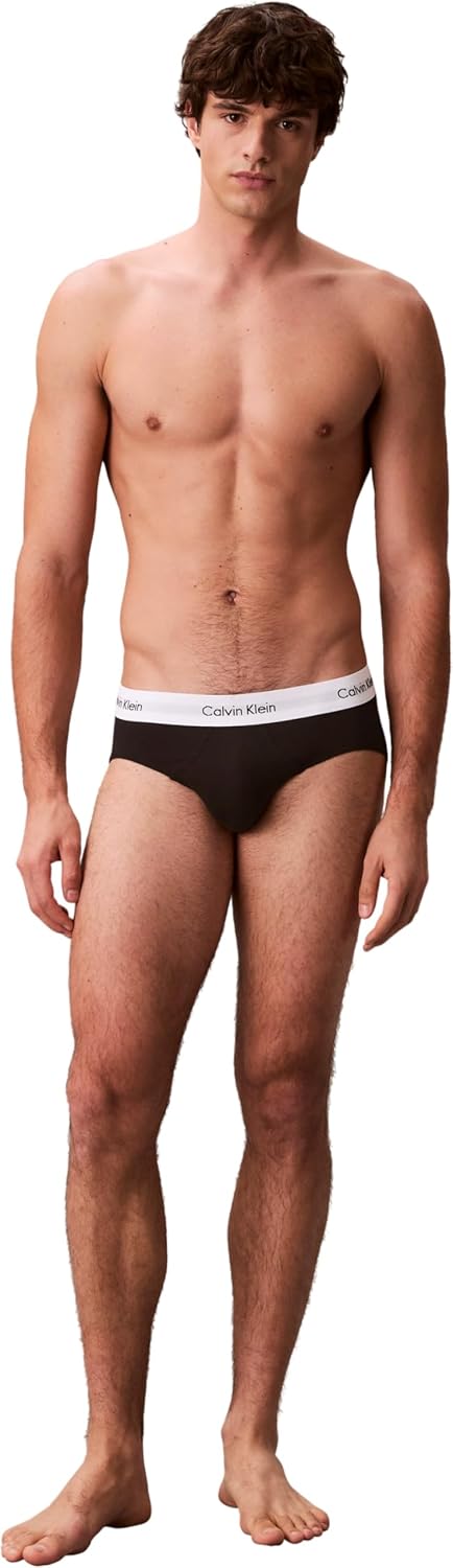 Detalle de Calvin Klein Herren 3er-Pack Slips 3P Hip Brief mit Stretch – Cotton Stretch, kurze Beinausschnitte