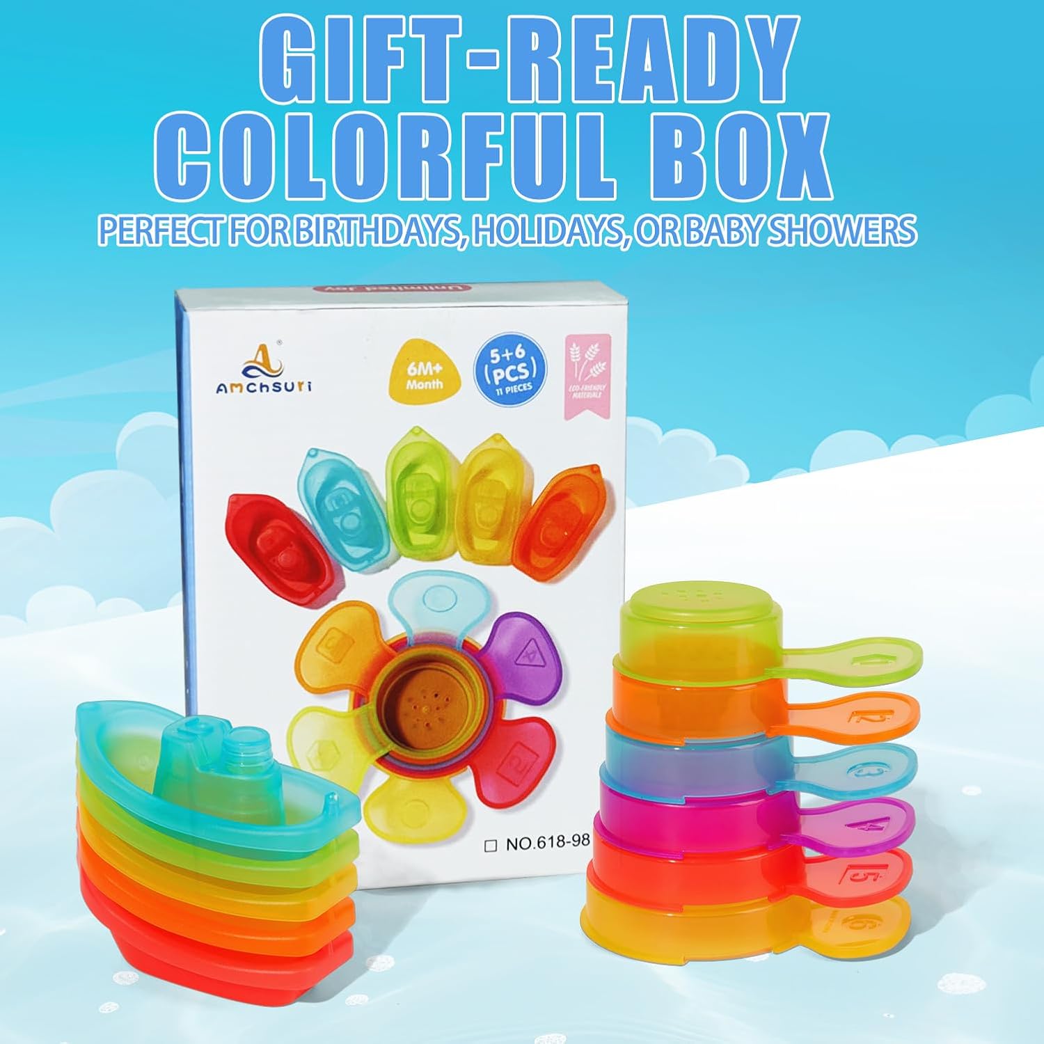 Thumbnail 6 de Baby Bath Toys for 1–4 Year Olds: 11-Piece Mold-Free Water Play Set