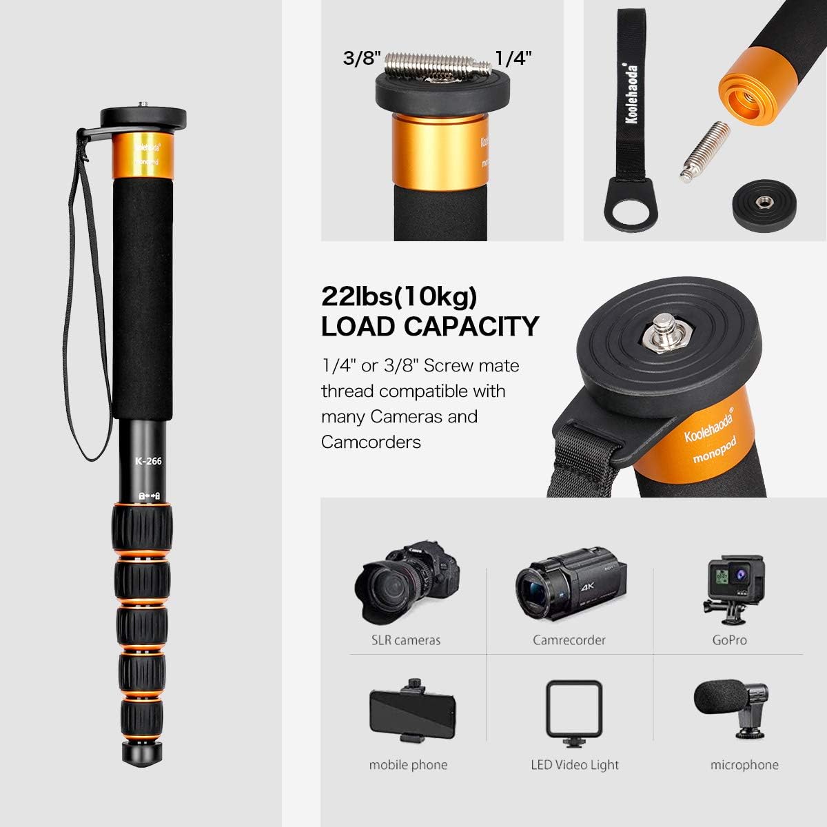Thumbnail 1 de Koolehaoda 6 Sections Monopod: Portable Aluminium Monopod with 156 cm Reach