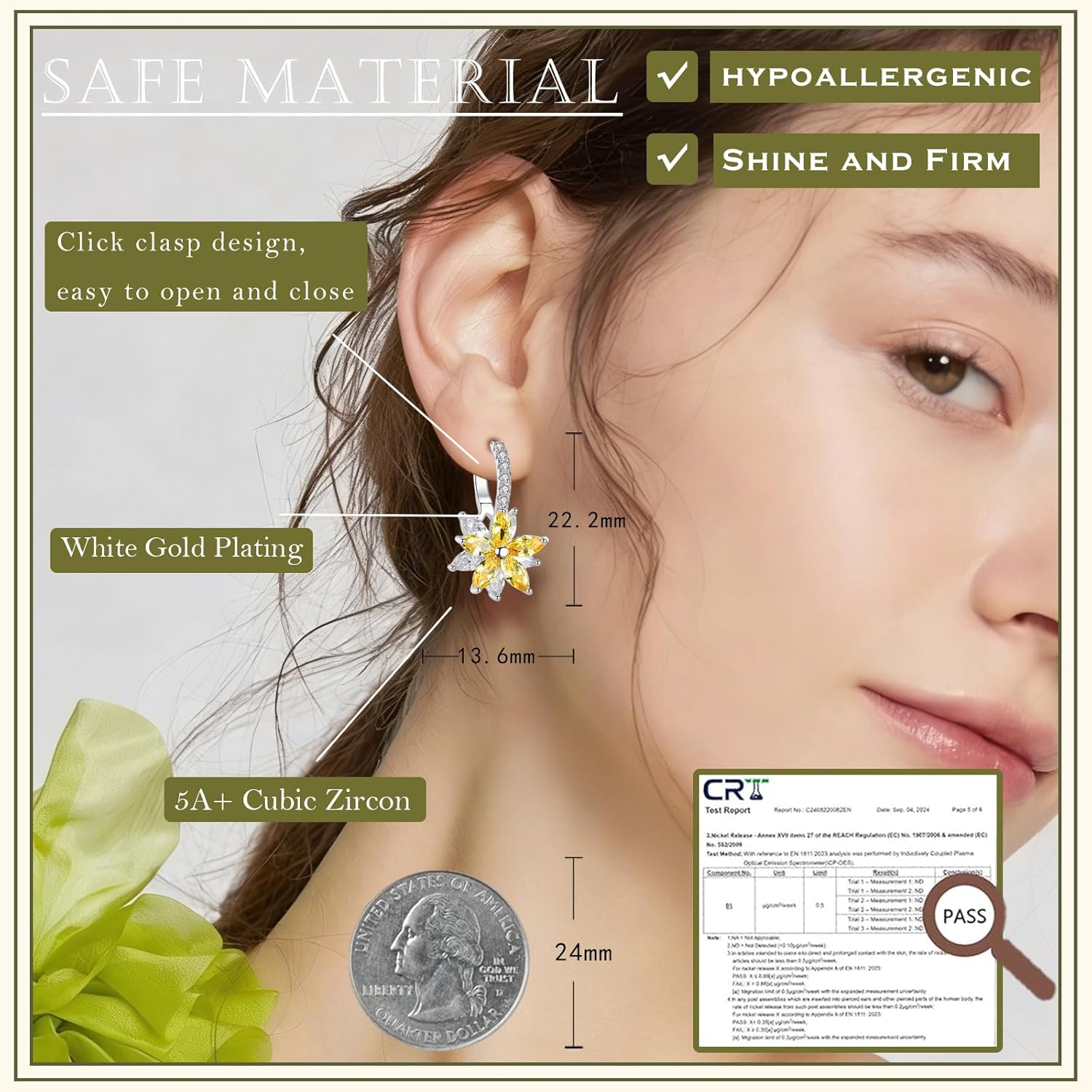 Thumbnail 1 de Josfeva Creolen Ohrringe Damen – Blumen-Klapp-Creolen mit AAA Zirkonia