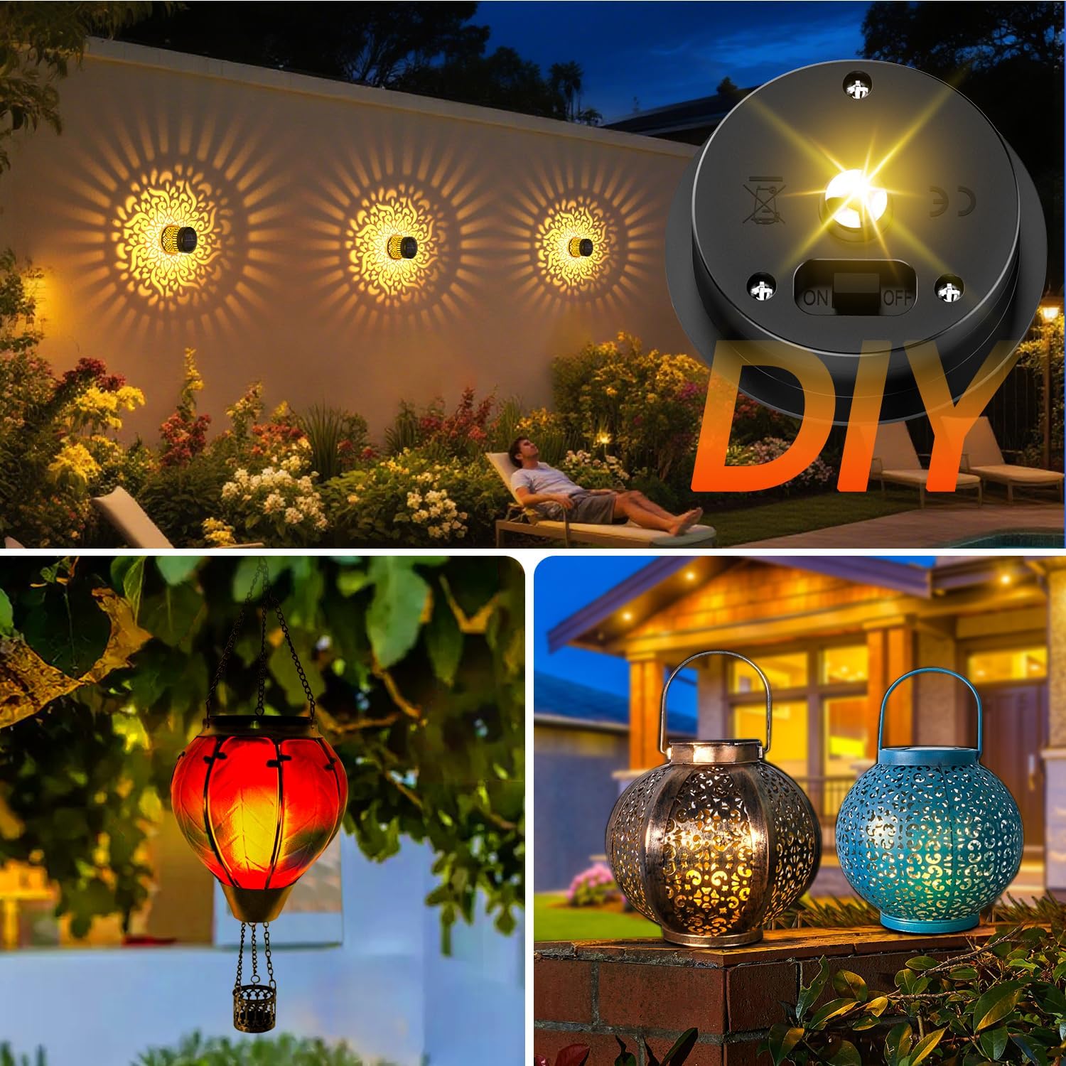Detalle de 4 Pack Solar Light Replacement Tops, 7 cm – Waterproof Solar Lantern Tops for Outdoor Lights