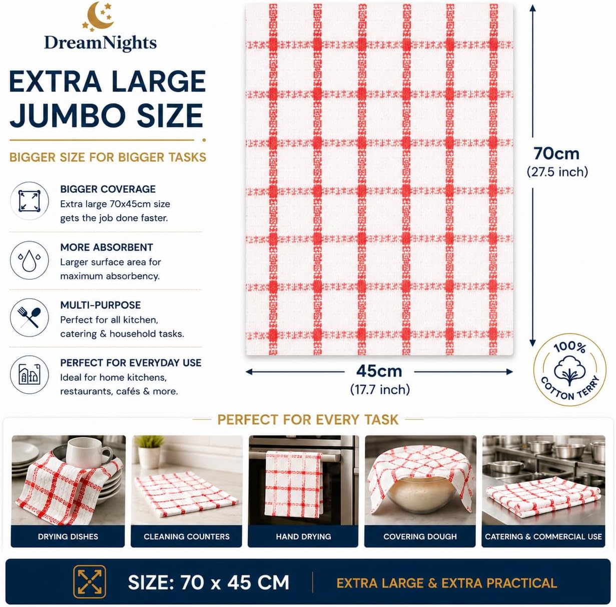 Detalle 2 de DreamNights Tea Towels 70 x 40 cm pack of 6