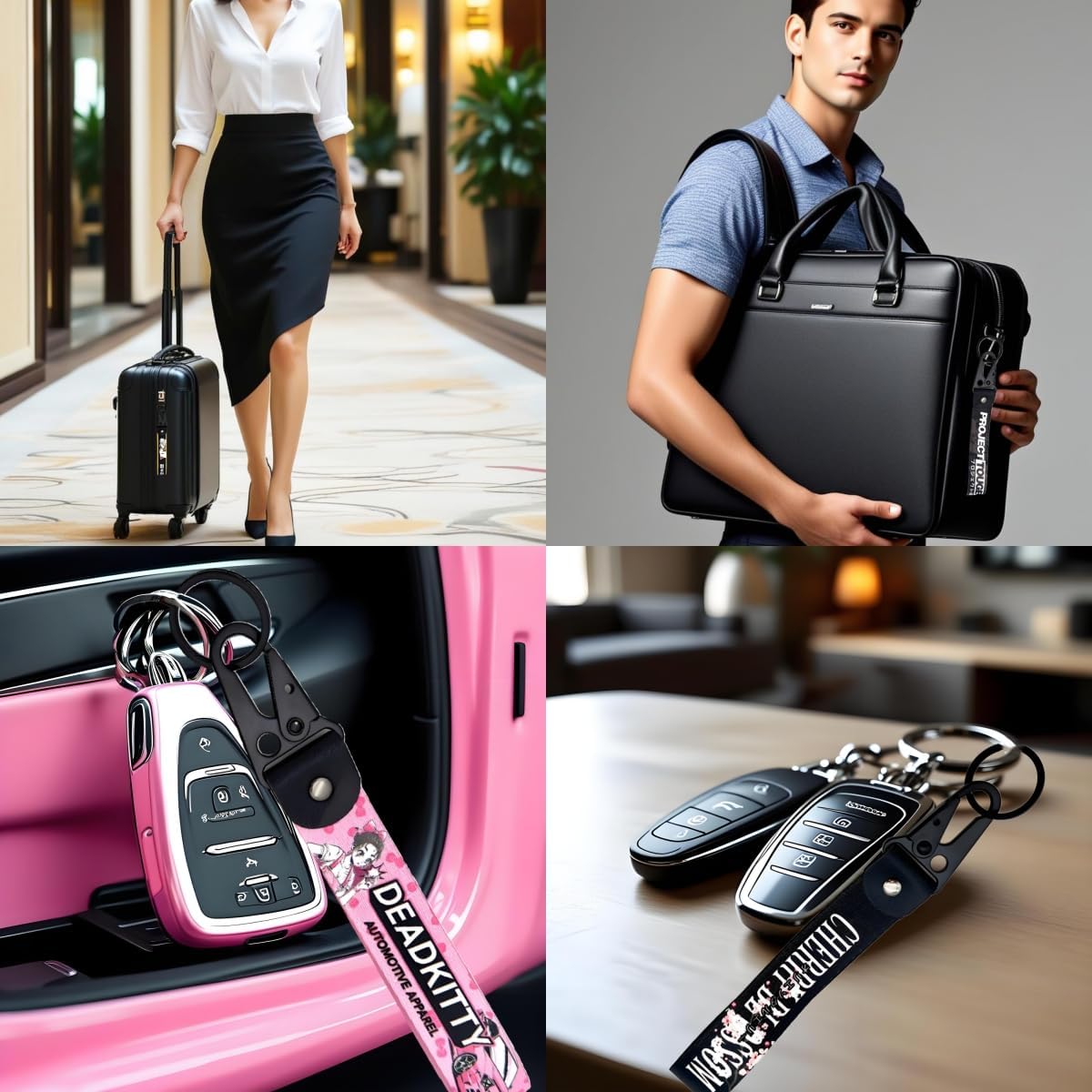 Detalle 2 de Generisch 2er Set Geflochtene Schlüsselanhänger – Lanyard aus Metall, vielseitig einsetzbar