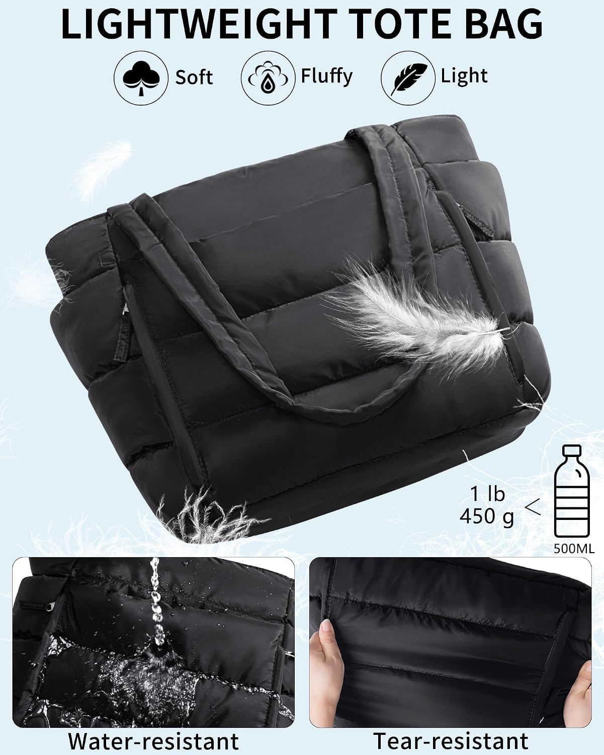 Thumbnail 5 de Puffer Tote Bag for Women, Lightweight ⚙