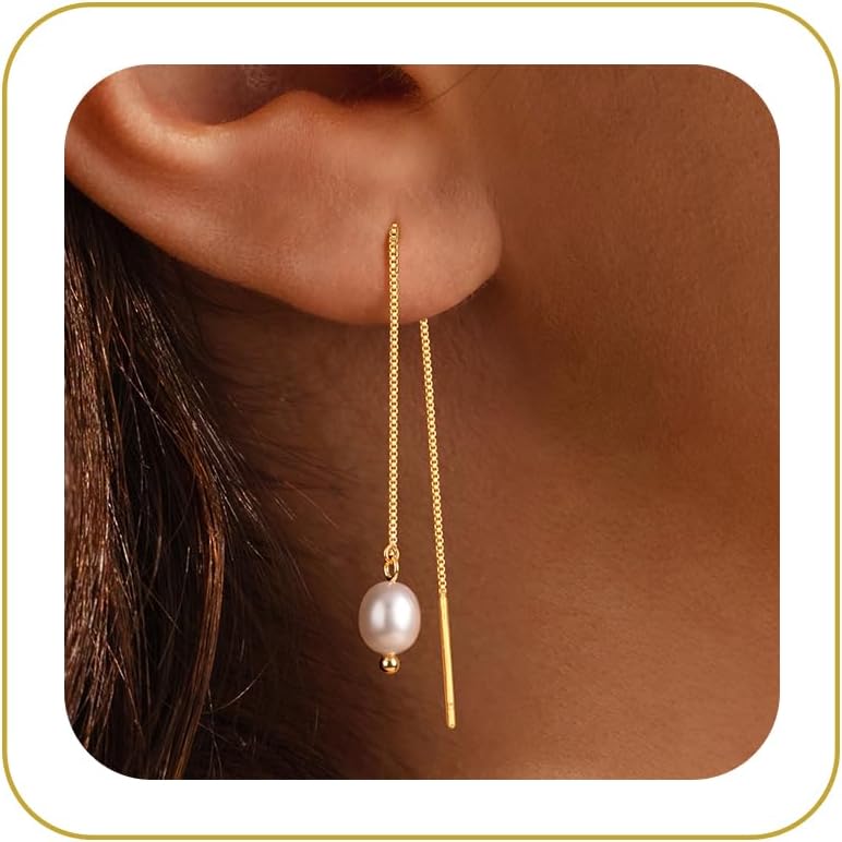 Detalle de Carffordo Pearl Drop Earrings 14K Gold Plated