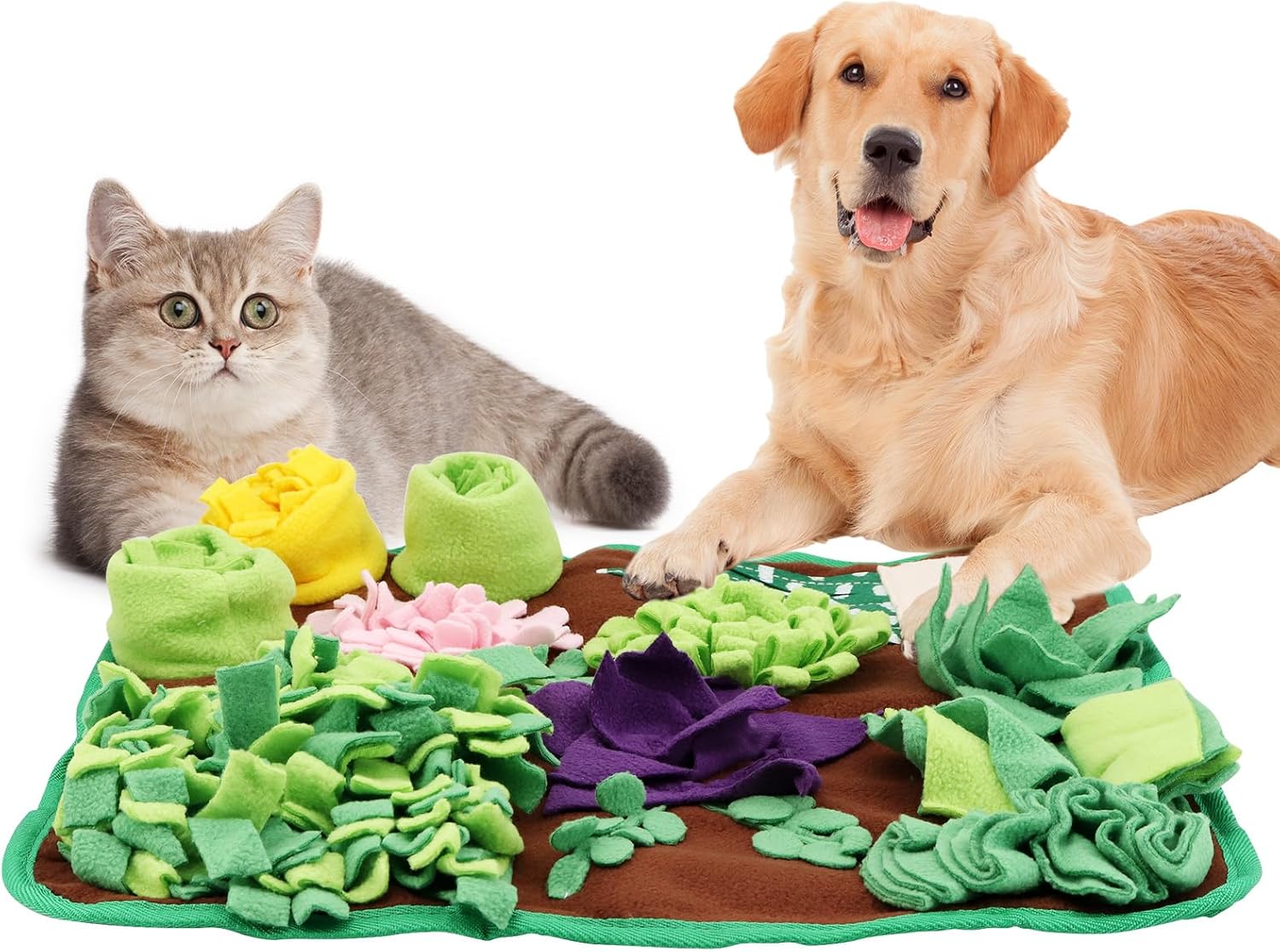 MoYouno Snuffle Mat for Dogs: Interactive Foraging and Slow Feeding Mat (Green Khaki)