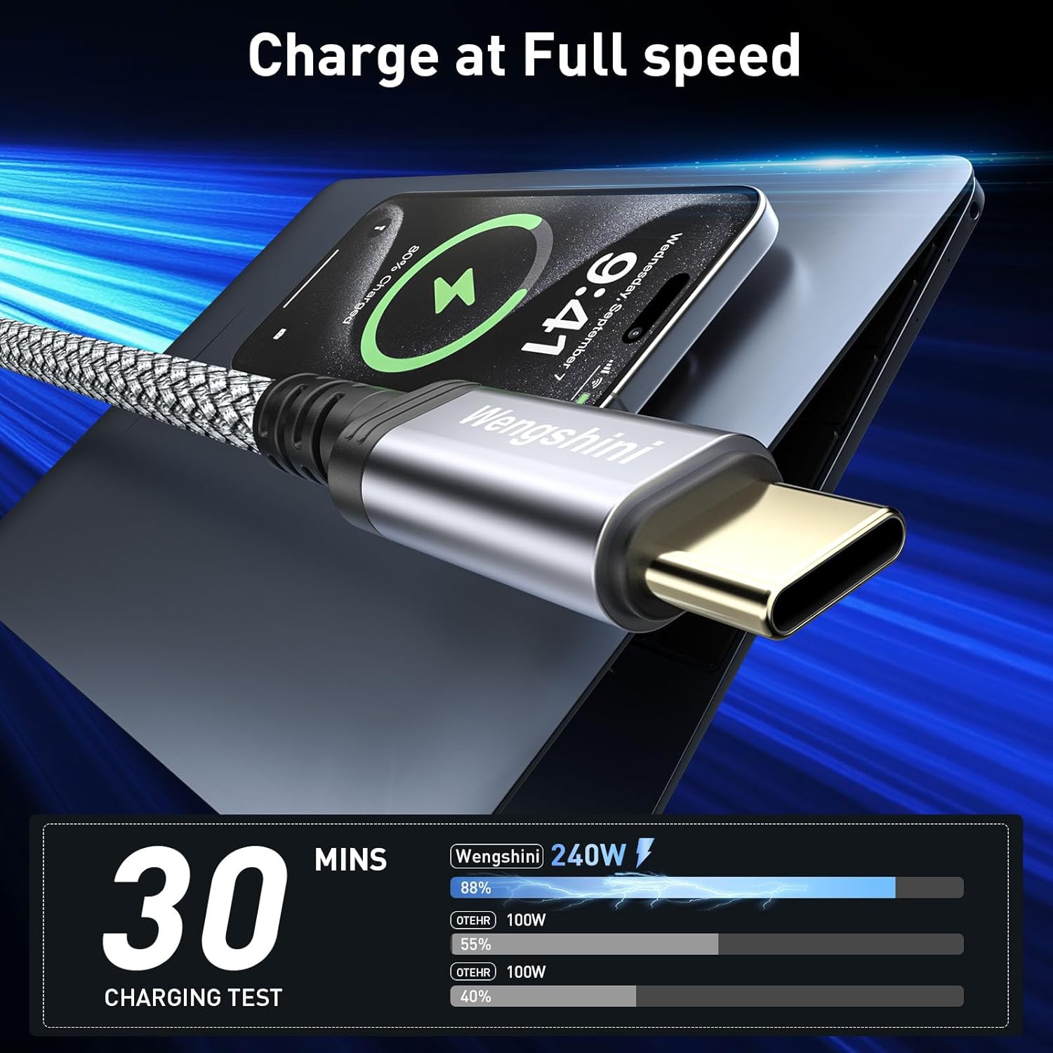 Thumbnail 3 de Wengshini USB‑C‑Kabel 2 m, 240W, 20 Gbps