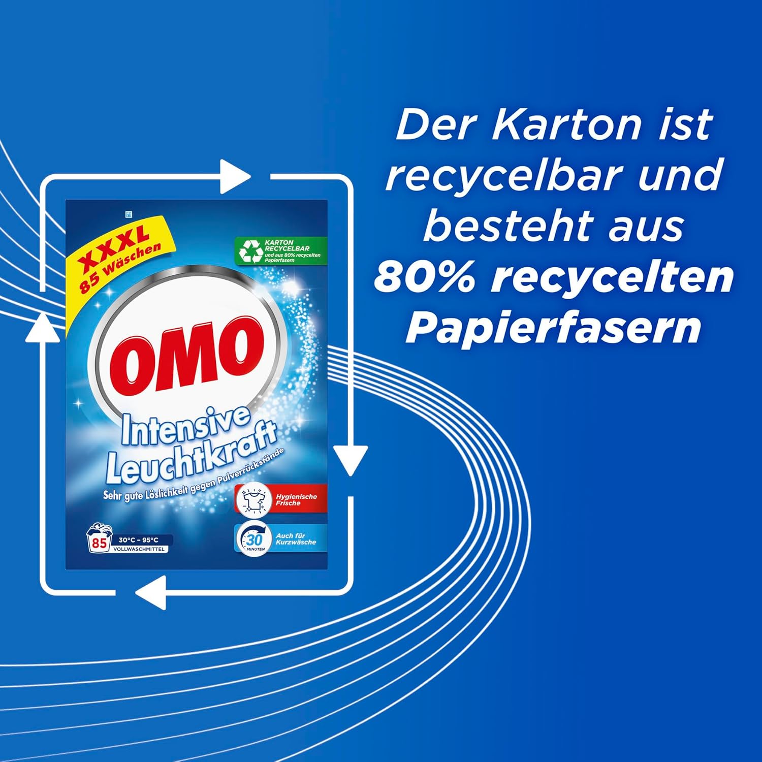 Detalle de Omo Waschpulver XXXL Vollwaschmittel – intensive Leuchtkraft und hygienische Frische