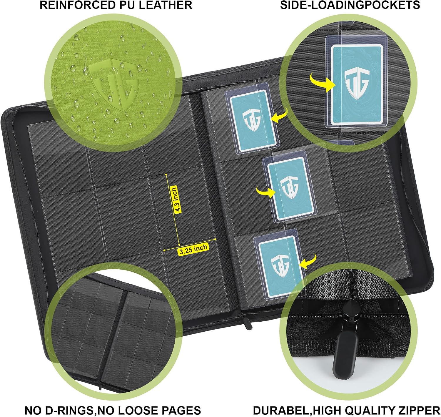 Thumbnail 3 de TCGUARD Sammelkarten Album 216 Karten — 9 Fächer Binder mit Toploader-Hüllen