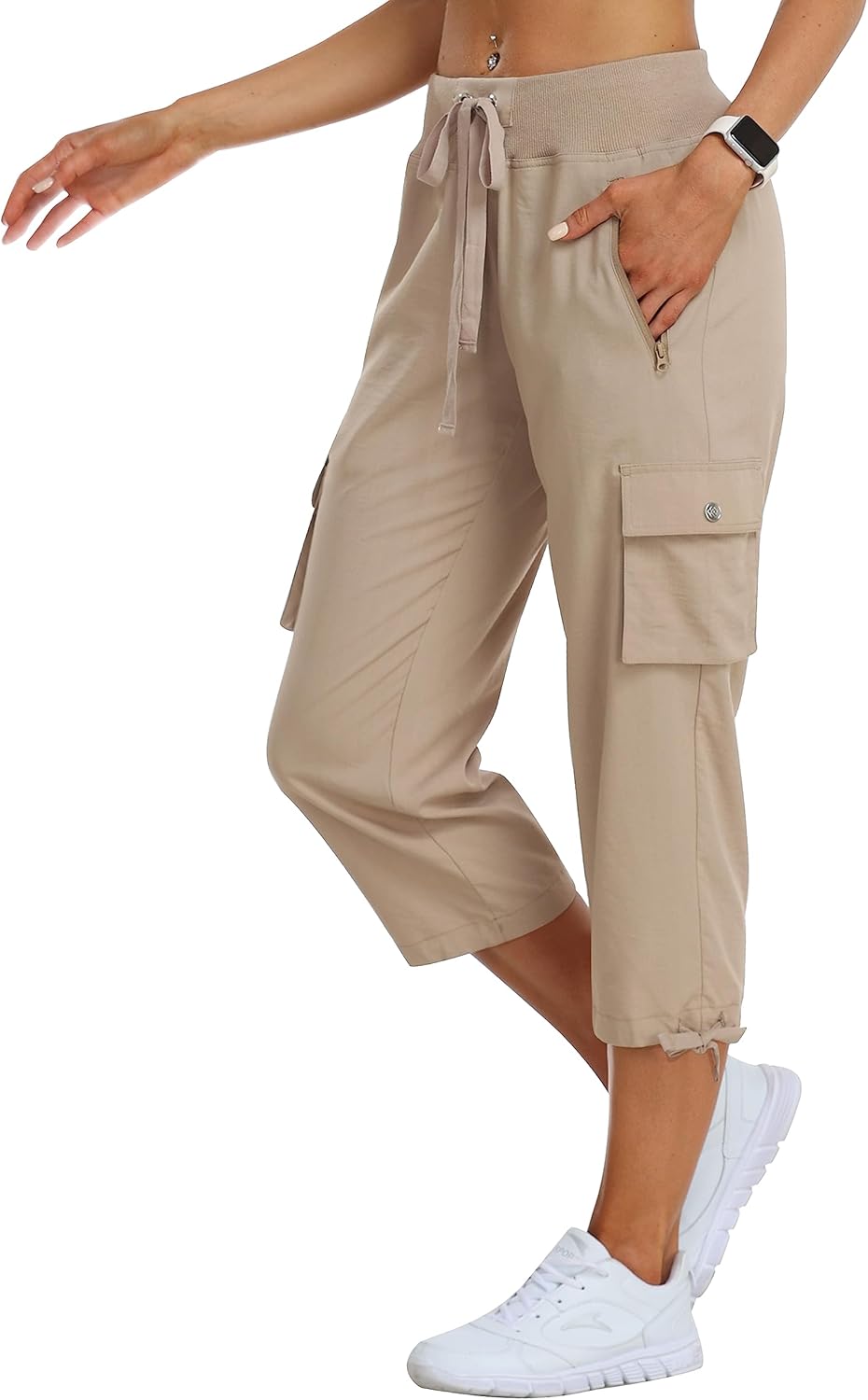 Thumbnail 2 de MoFiz Outdoorhosen Damen – Sommer-Cargohose 3/4, atmungsaktiv, mit Reißverschluss- und Cargotaschen