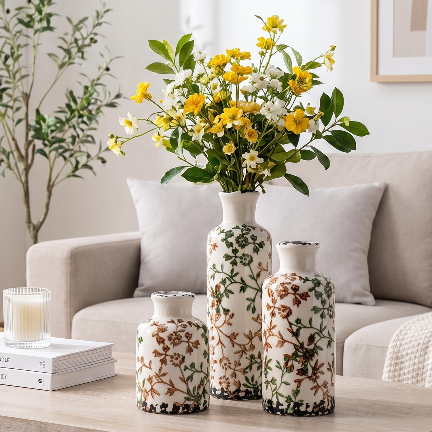 Detalle de Ceramic Flower Vase Set of 3