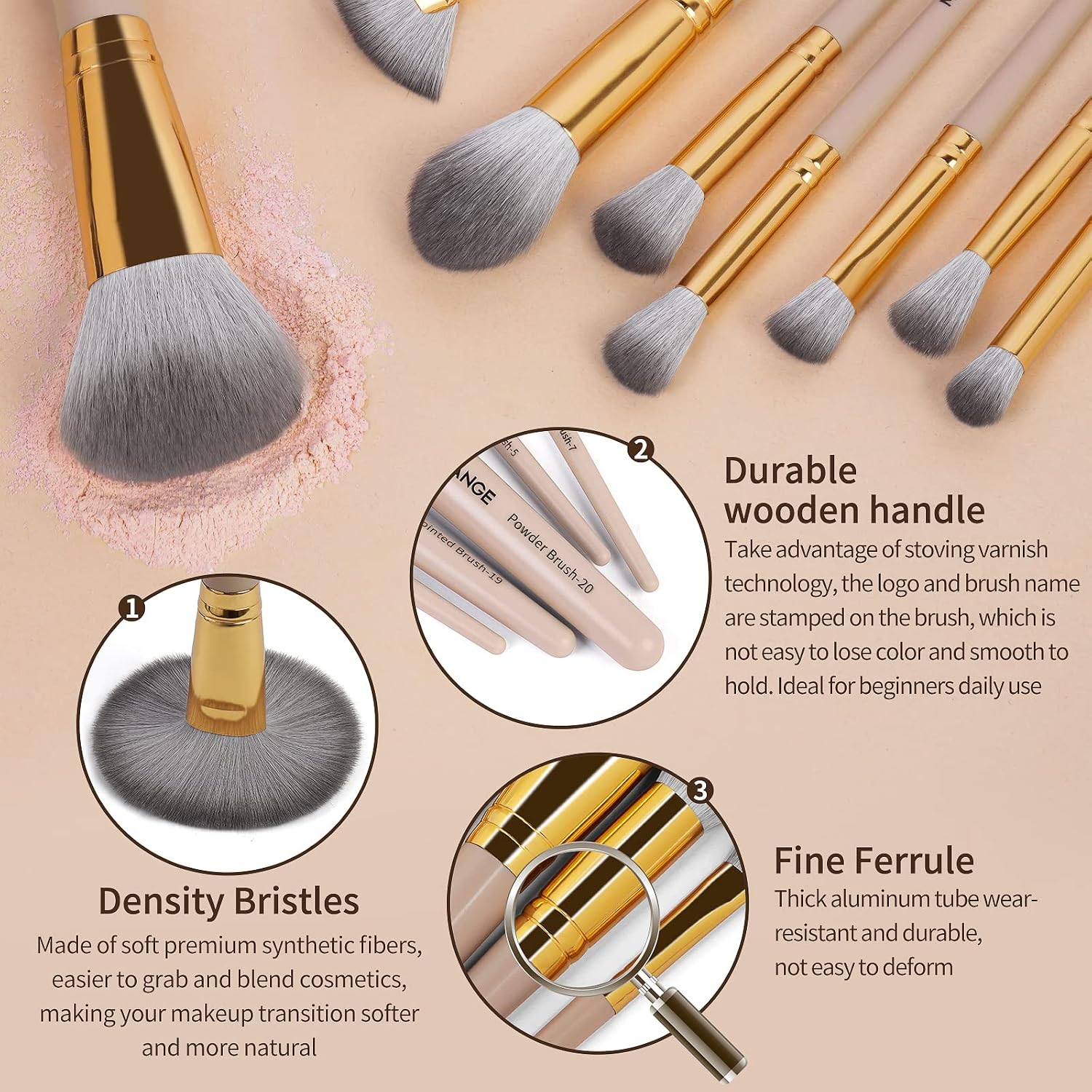 Detalle 2 de MAANGE Makeup Brush Set, 20-piece