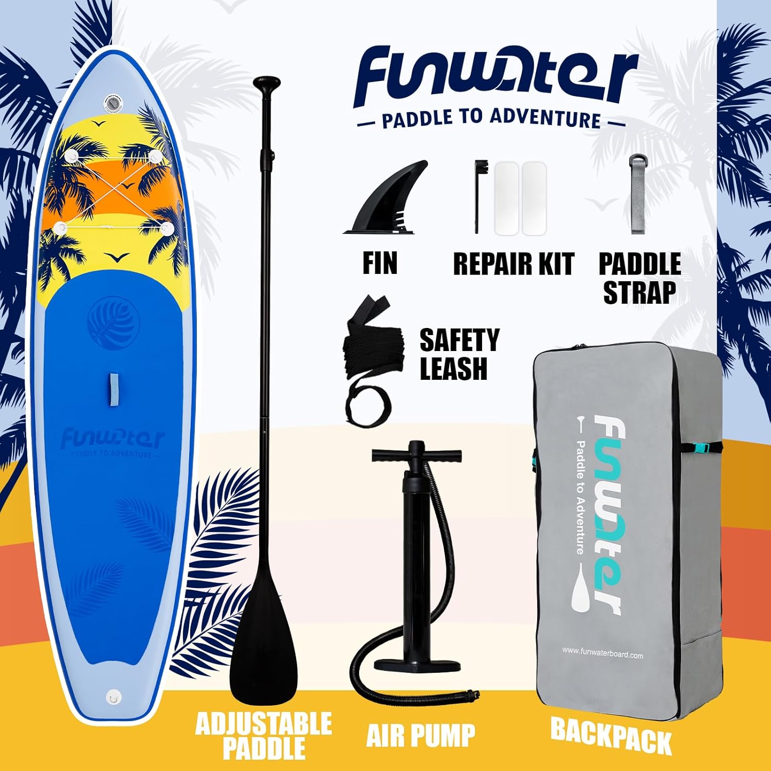 Thumbnail 4 de FunWater Ultra-Light Inflatable Stand Up Paddle Board (SUP) with Accessories for Adults & Youth
