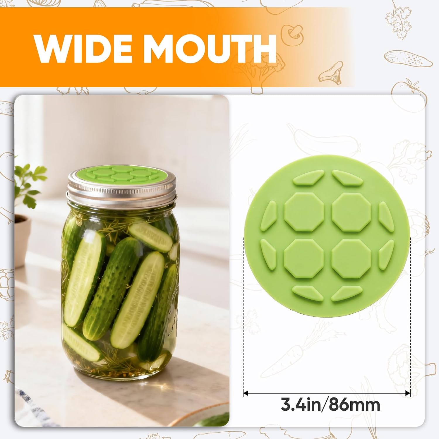 Detalle 1 de OAKDOLCHE Model 4 Silicone Fermentation Lids for Wide-Mouth Mason Jars, 4-Pack