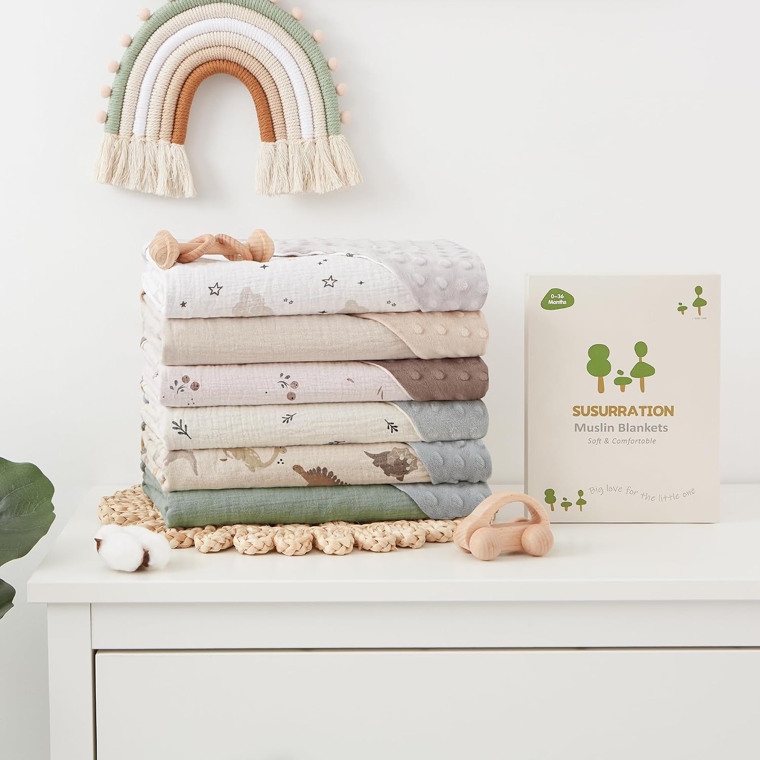 Thumbnail 6 de Susurration Couverture enveloppante Bébé – Chancelière 90 × 90 cm Vert pour Poussette, Landau et Siège Auto