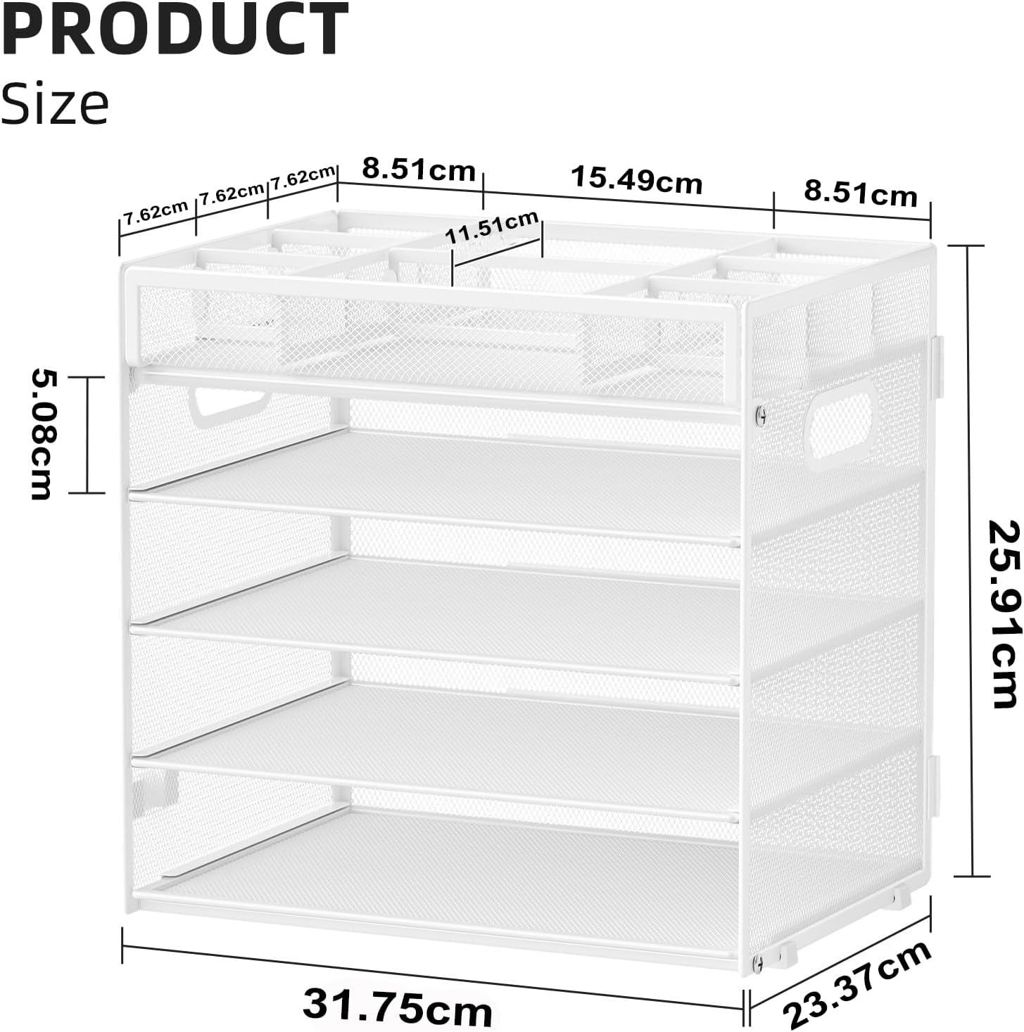 Thumbnail 5 de Marbrasse 5-stufiger Schreibtisch-Organizer aus Mesh – Weiß