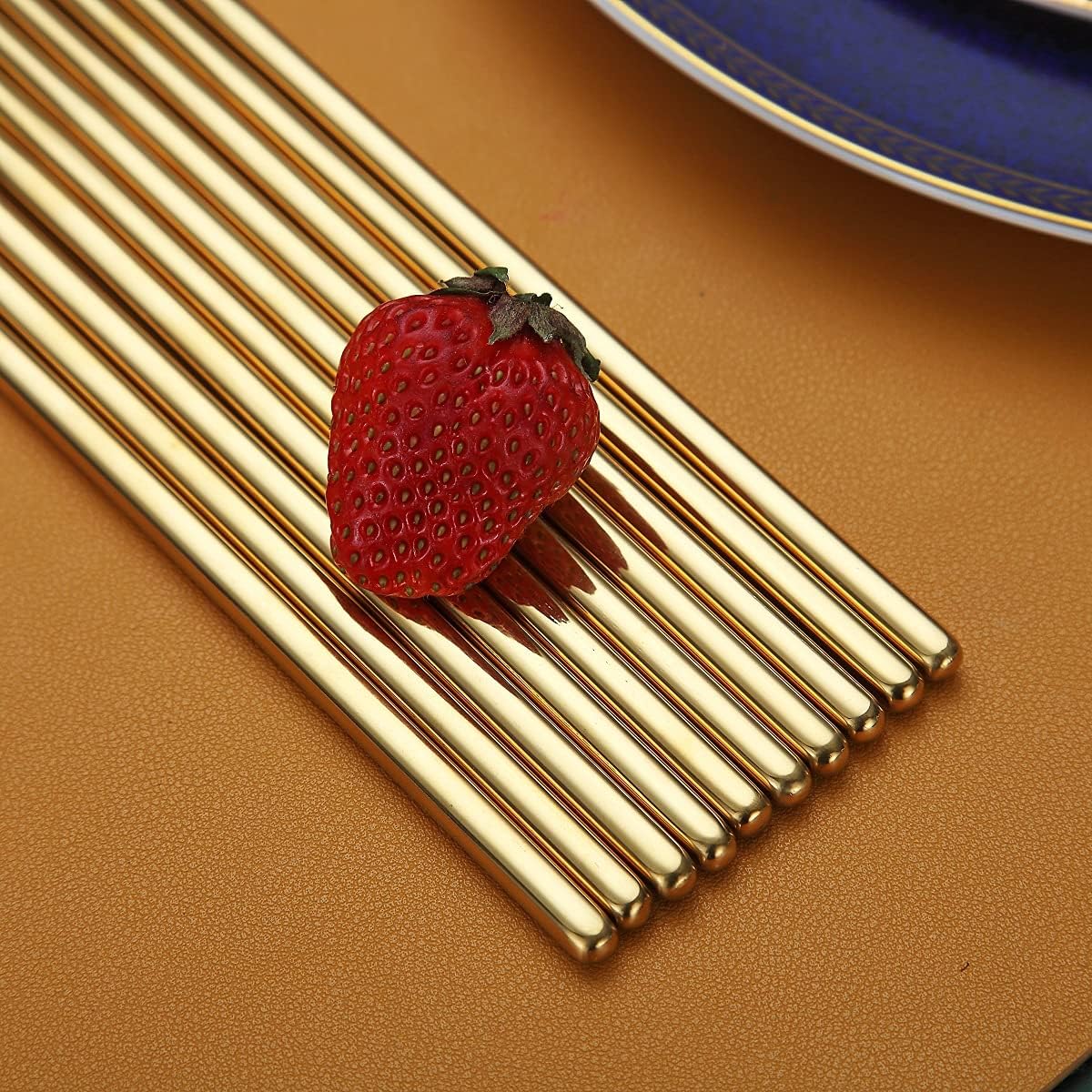 Detalle 2 de HOMQUEN chopsticks-G eetstokjes, 10 paar goudkleurig roestvrij staal