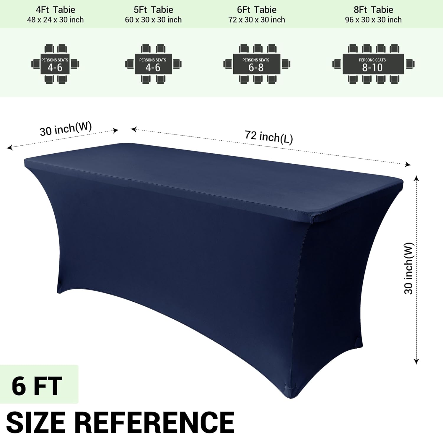 Detalle 2 de Obstal 6ft Stretch Spandex Table Cover 72x30x30 in