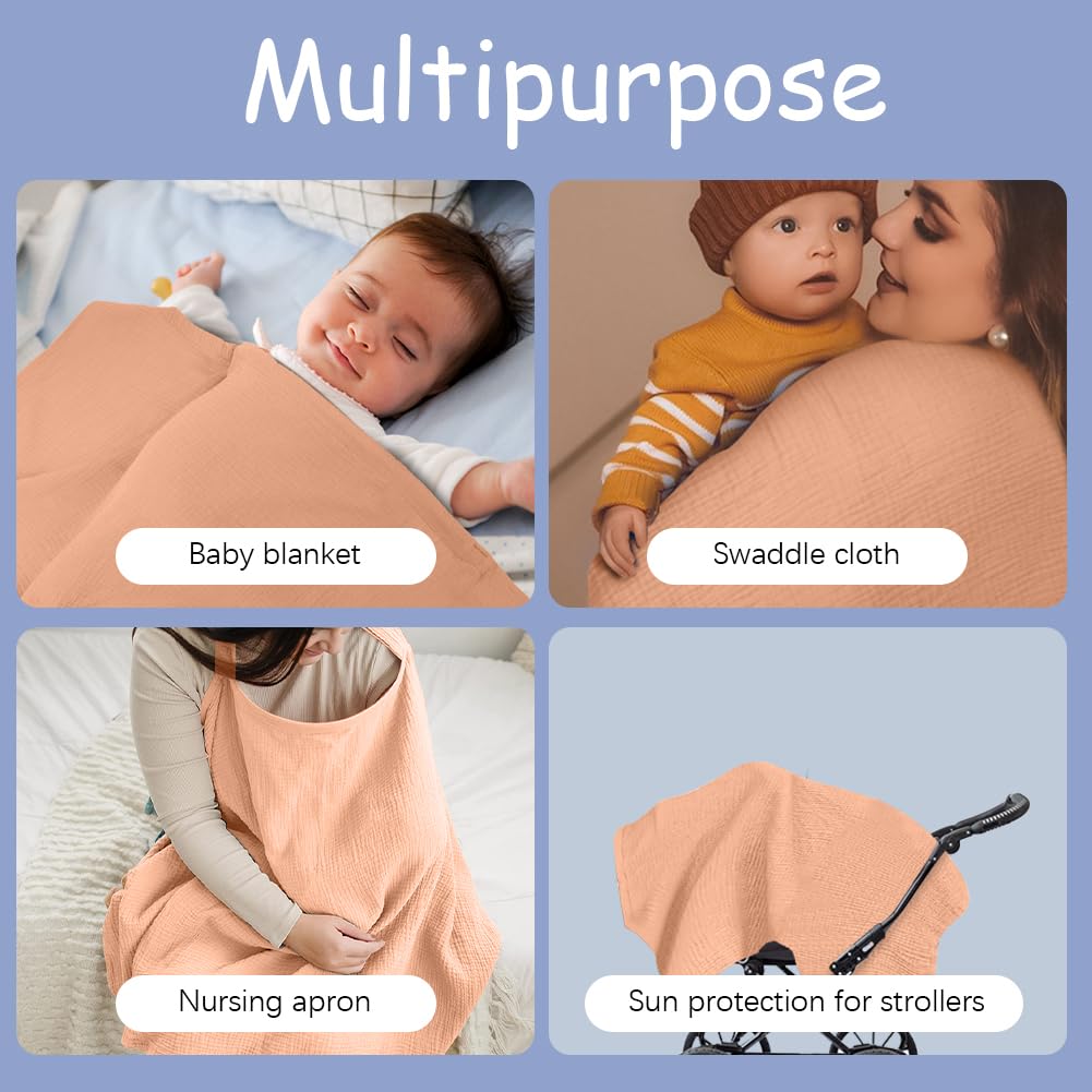 Thumbnail 3 de Aolso Stillbezug aus Musselin (Stilltuch) mit verstellbarem Riemen für Babys – für Autositze, Rosa