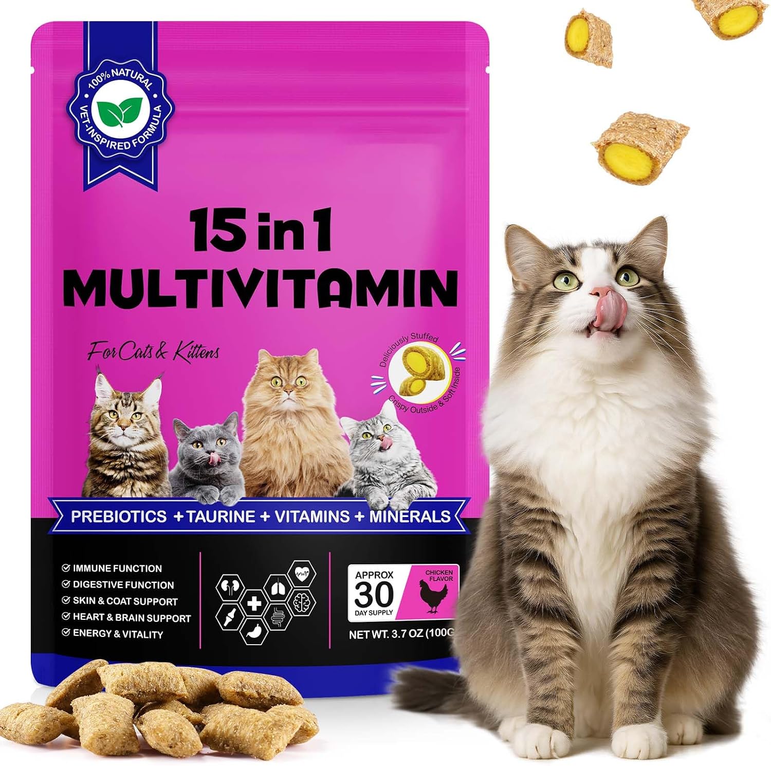 Detalle de Vitaminas Esenciales Diarias para Gatos 15 en 1