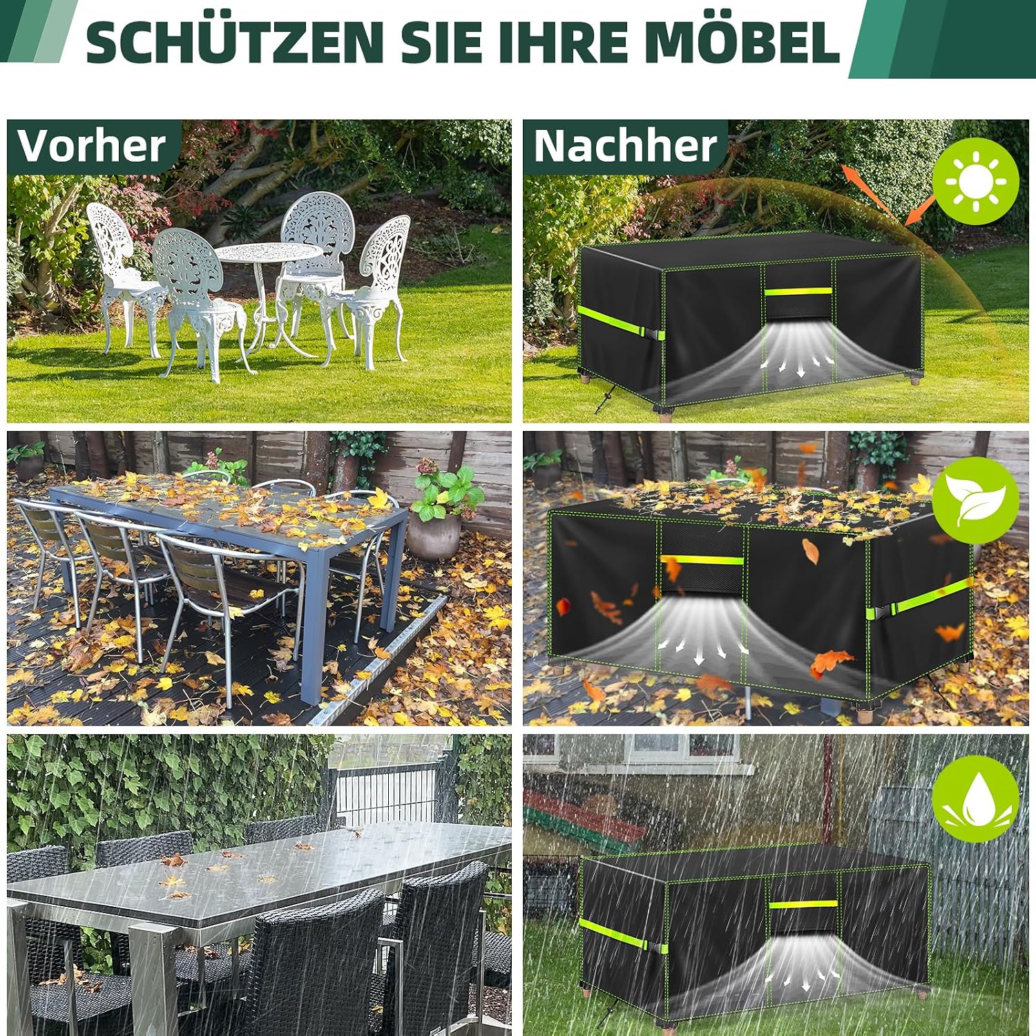 Thumbnail 6 de FORTRY Abdeckung Gartenmöbel Winterfest 180x120x74 cm – wasserdicht, atmungsaktiv und winddicht
