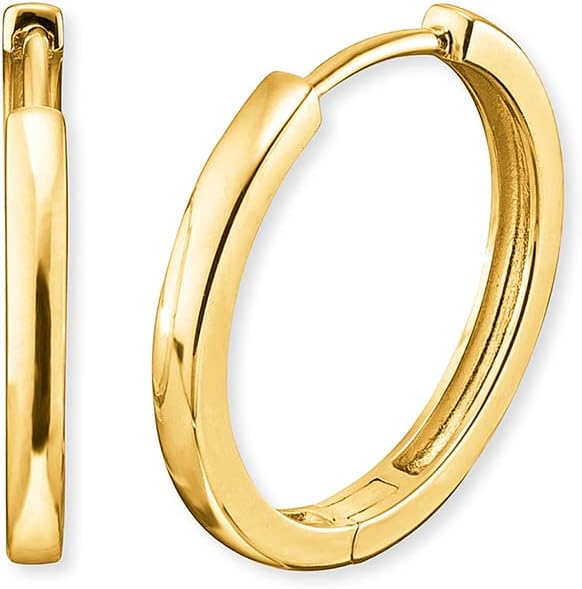 Detalle de Engelsrufer schlichte Damen Creole Lisa aus vergoldetem Sterling Silber – Clipverschluss, nickelfrei, 24 mm