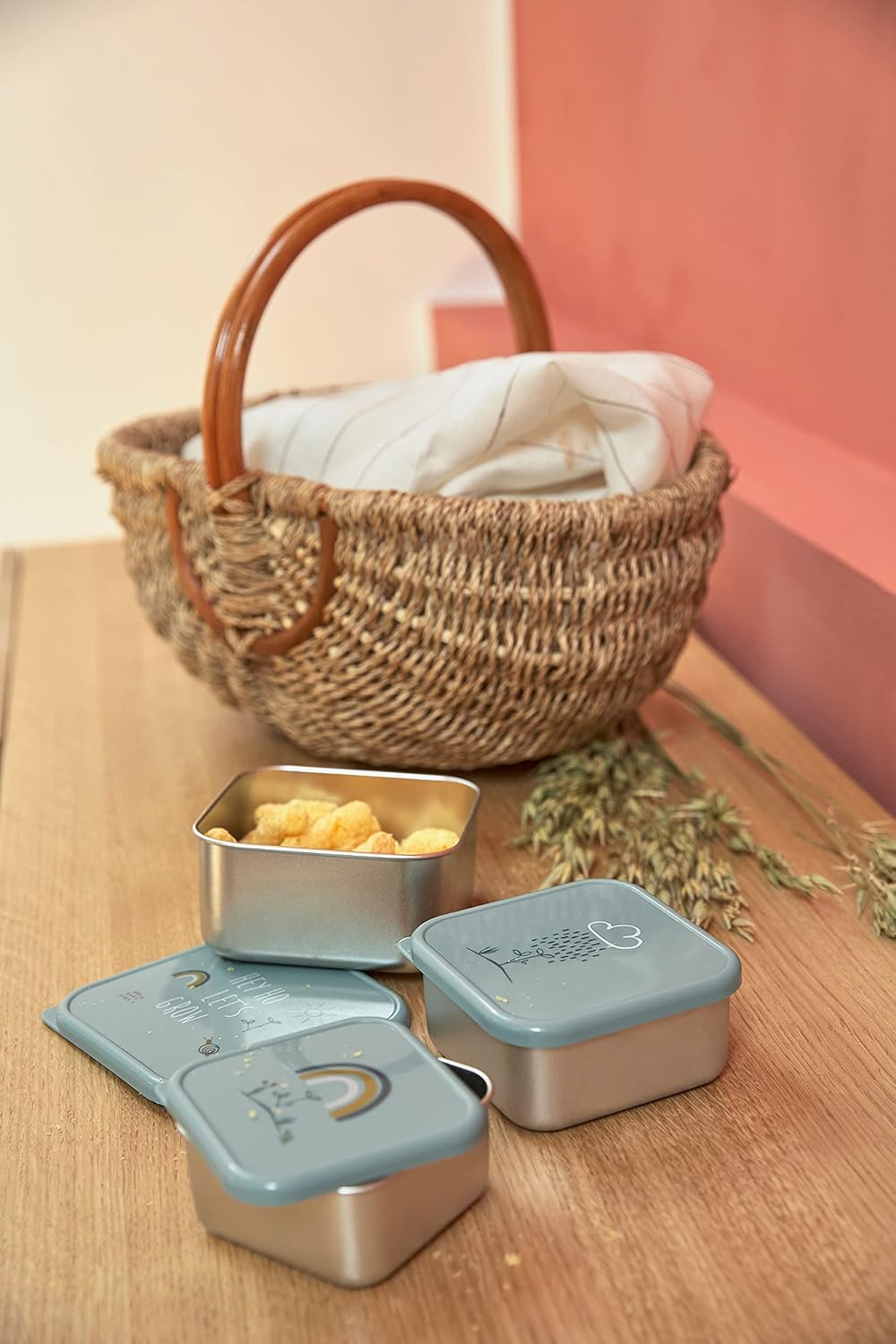 Detalle de LÄSSIG Snackbox 3er Set Edelstahl Garden Explorer – drei Größen, spülmaschinenfest
