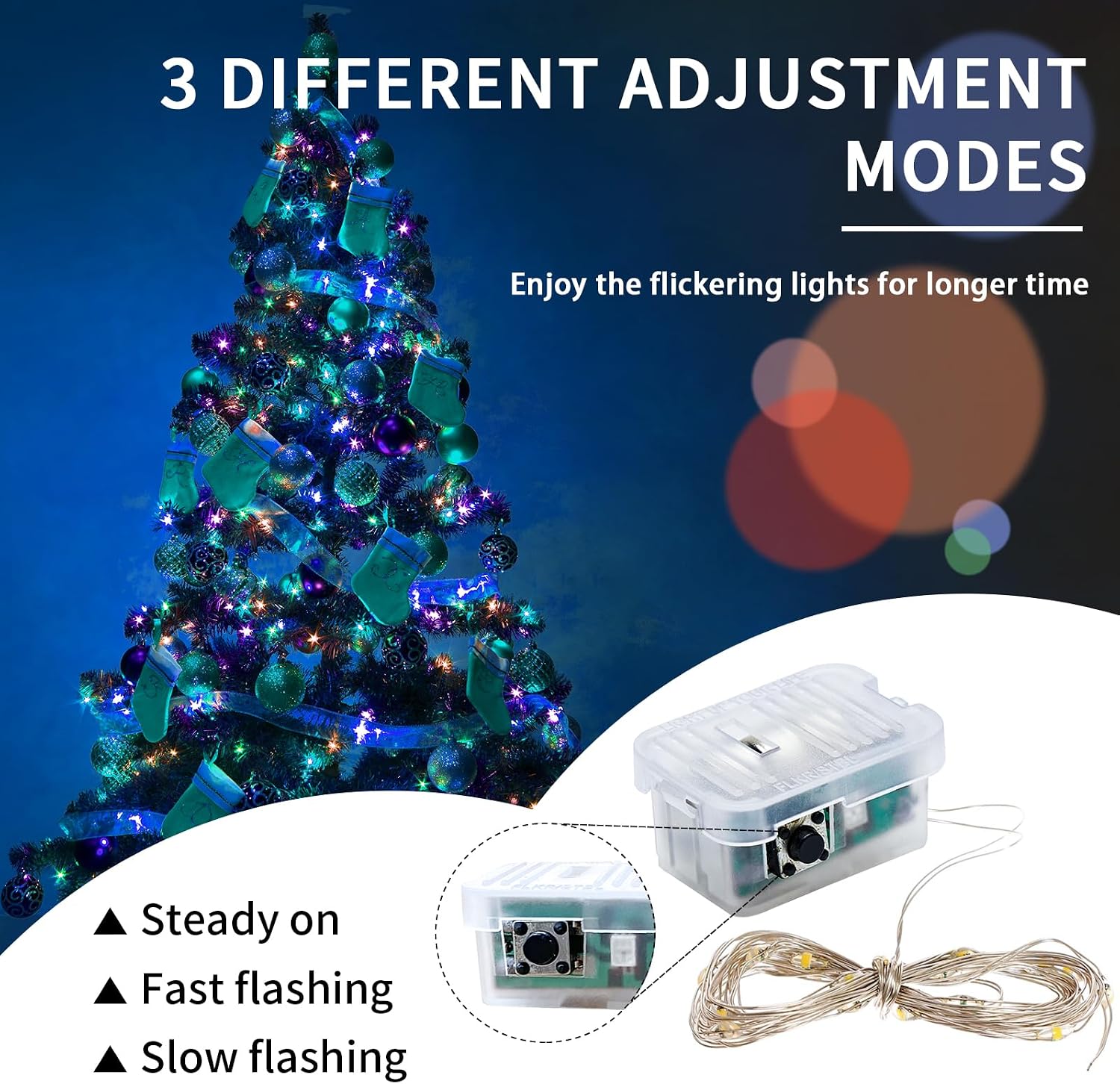 Detalle 2 de chzk D11-UG-V8A4 8-Pack Fairy Lights, 7 ft, 20 LEDs, 3 Modes