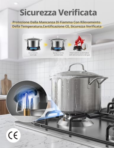 Thumbnail 4 de COMFEE CGH610X: Piano cottura a gas da incasso 4 fuochi, 60 cm in acciaio inox