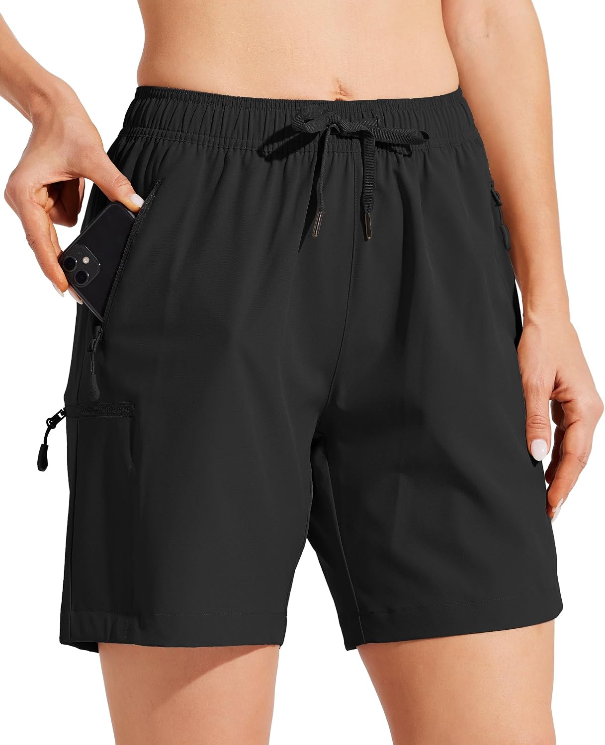 Detalle de Willit Women's 5''/7'' Hiking Cargo Shorts — Lightweight, Quick-Dry, Sun-Protective with Zip Pockets