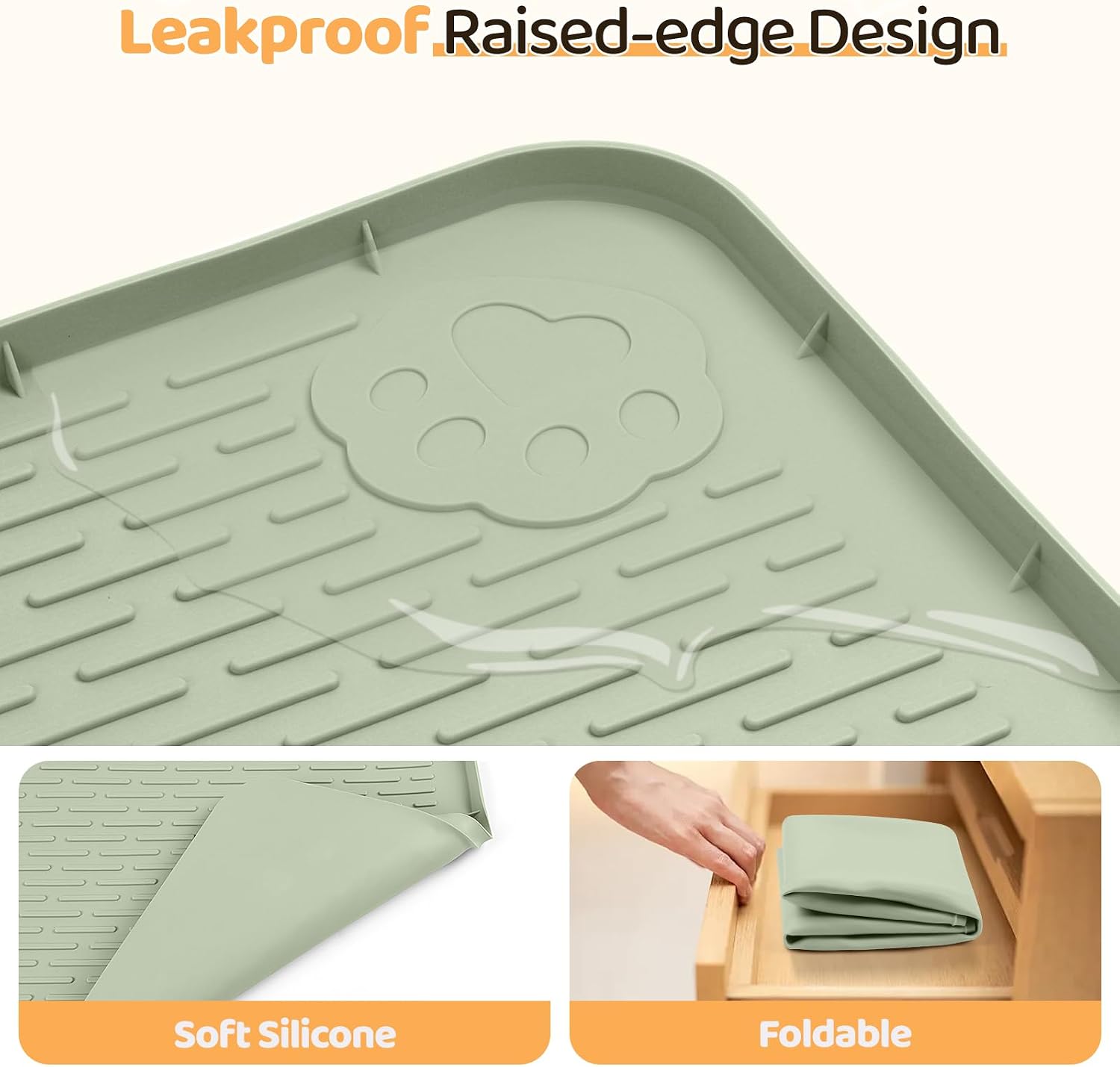 Thumbnail 2 de Bartuke Dog Bowl Mat 40x28in Large Silicone Feeding Mat with Raised Edge