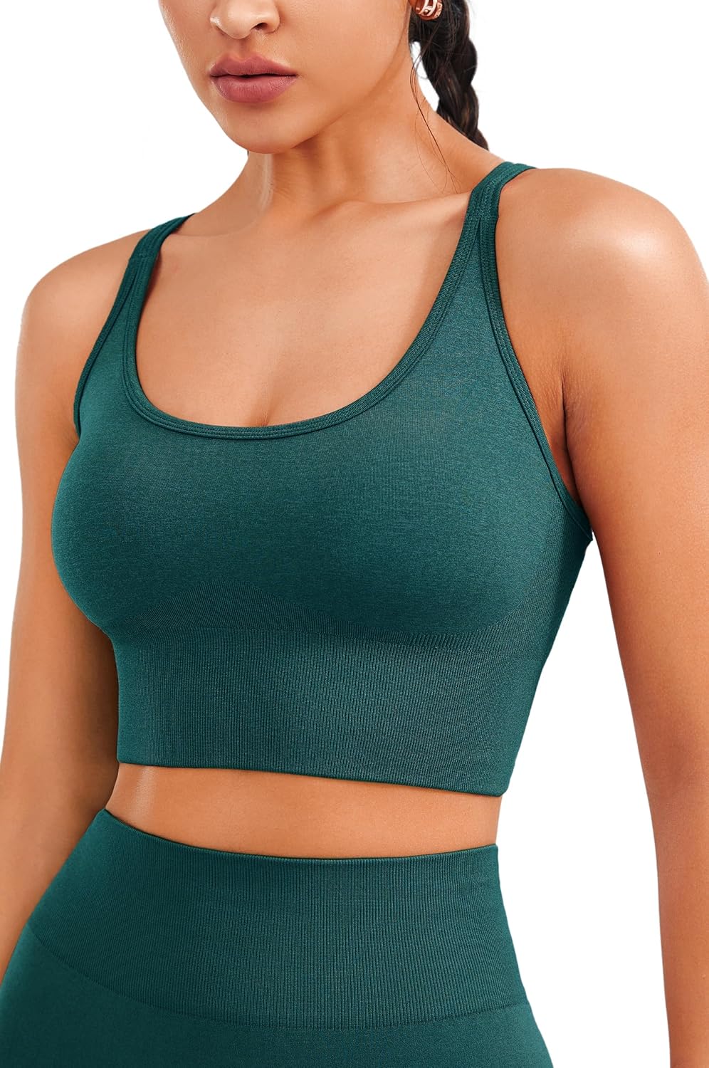 Thumbnail 1 de JOYSPELS Women's Seamless Longline Sports Bra – Slim Strap, 4-Way Stretch with Removable Pads